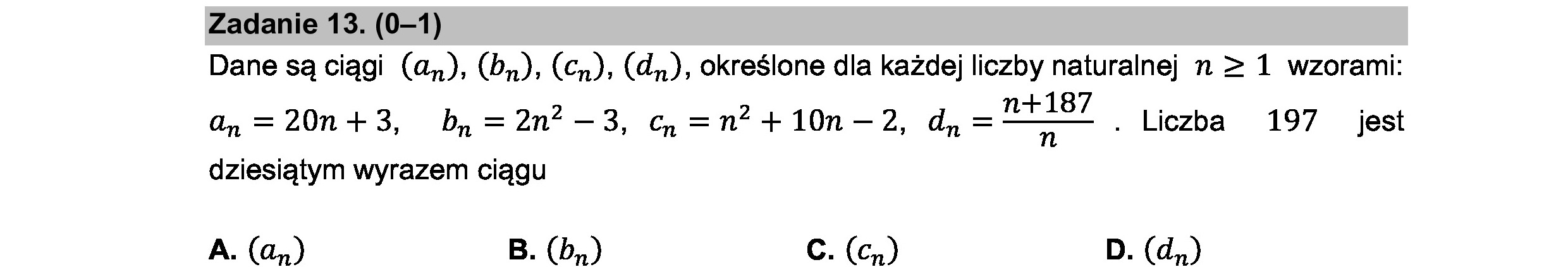 MATEMATYKA 2021 CZERWIEC MATURA PODSTAWOWA ZADANIE 13