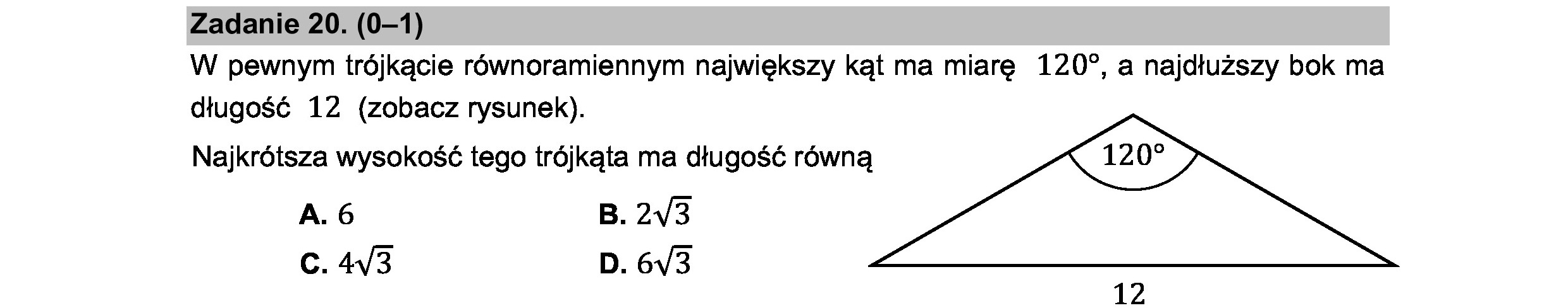 MATEMATYKA 2021 CZERWIEC MATURA PODSTAWOWA ZADANIE 20