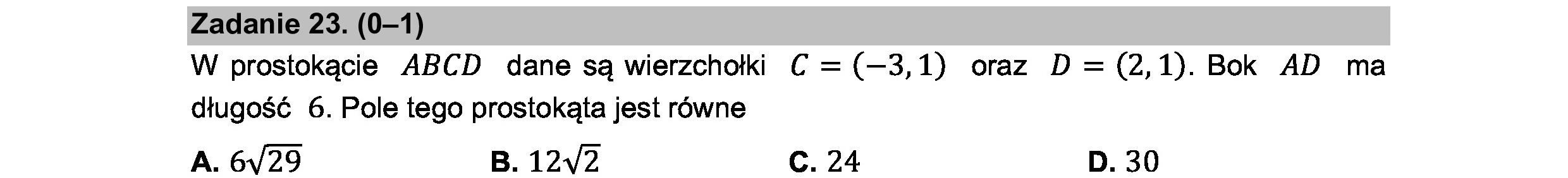 MATEMATYKA 2021 CZERWIEC MATURA PODSTAWOWA ZADANIE 23