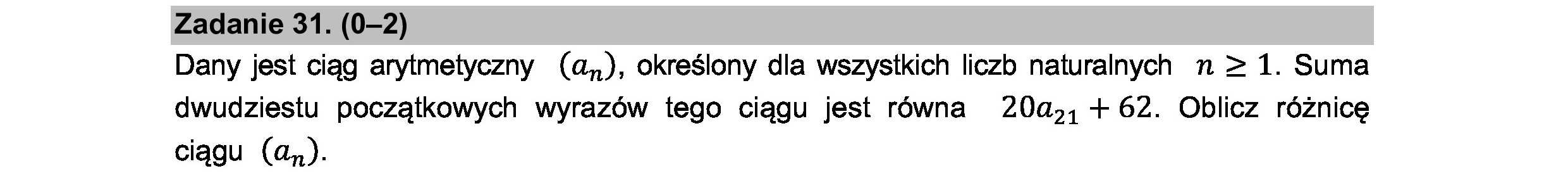 MATEMATYKA 2021 CZERWIEC MATURA PODSTAWOWA ZADANIE 31