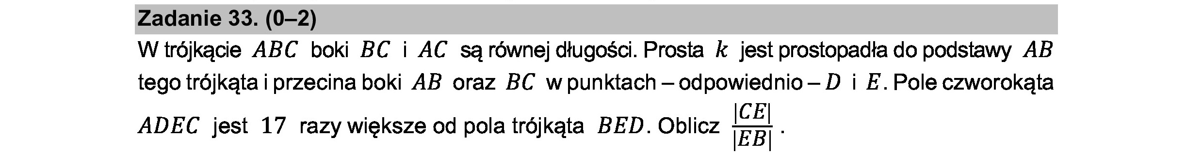 MATEMATYKA 2021 CZERWIEC MATURA PODSTAWOWA ZADANIE 33