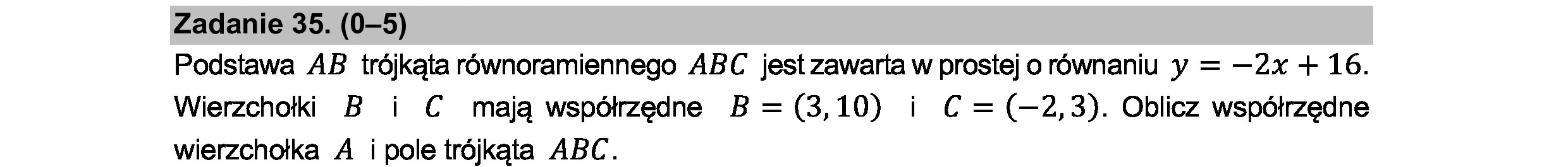 MATEMATYKA 2021 CZERWIEC MATURA PODSTAWOWA ZADANIE 35