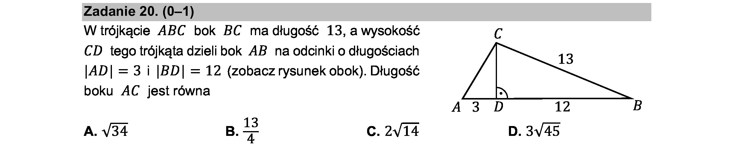 MATEMATYKA 2021 MAJ MATURA PODSTAWOWA ZADANIE 20