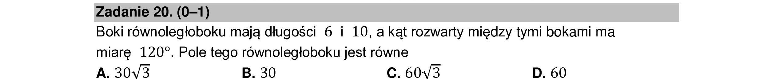 MATEMATYKA 2022 MAJ MATURA PODSTAWOWA ZADANIE 20