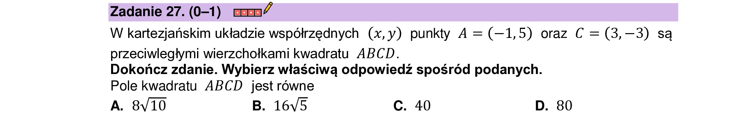 MATEMATYKA 2023 CZERWIEC MATURA PODSTAWOWA ZADANIE 27
