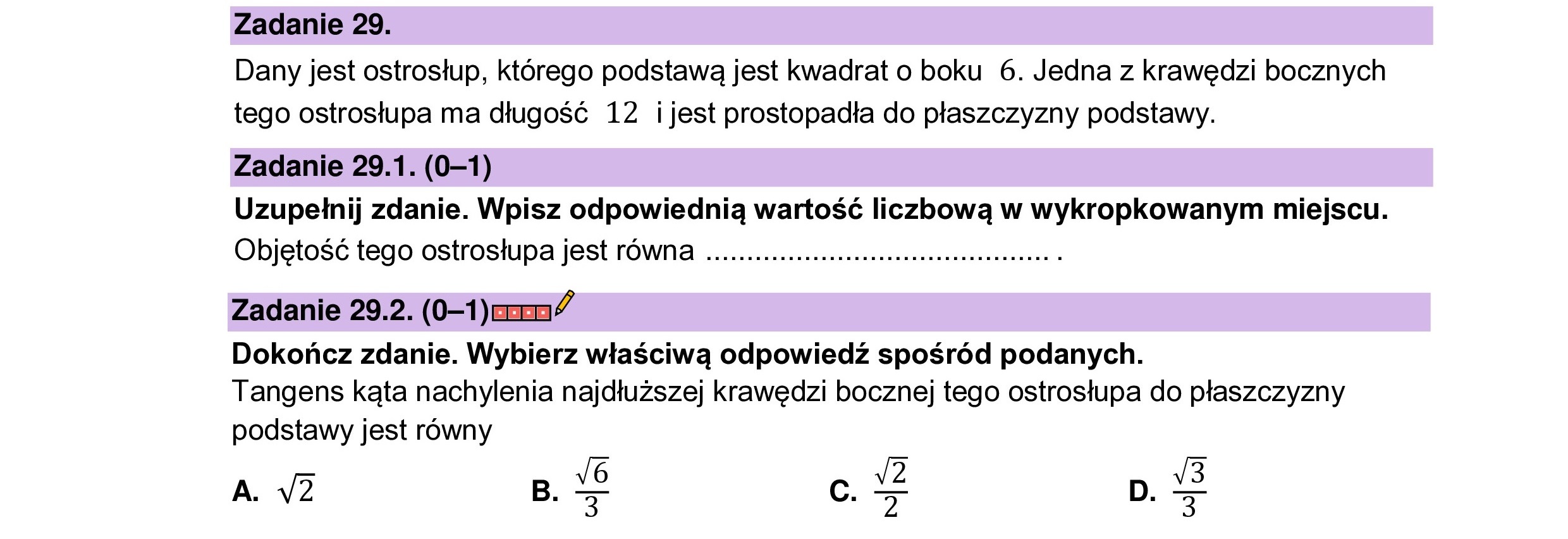 MATEMATYKA 2023 CZERWIEC MATURA PODSTAWOWA ZADANIE 29