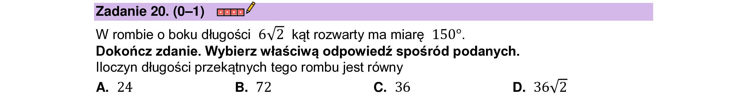 MATEMATYKA 2023 MAJ MATURA PODSTAWOWA ZADANIE 20