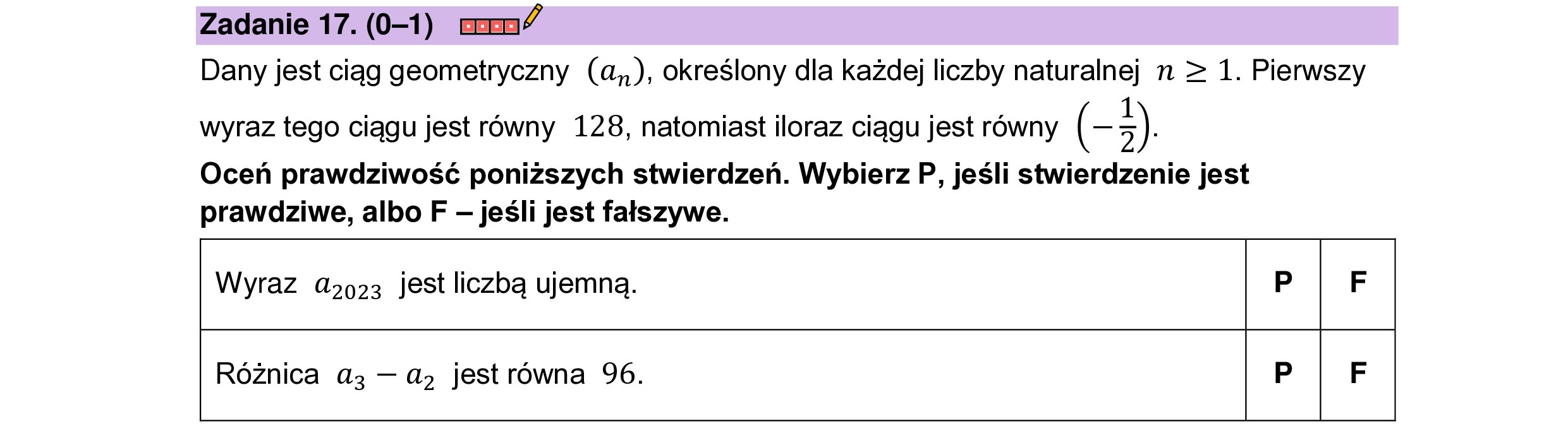 MATEMATYKA 2023 SIERPIEN POPRAWKOWA PODSTAWOWA ZADANIE 17