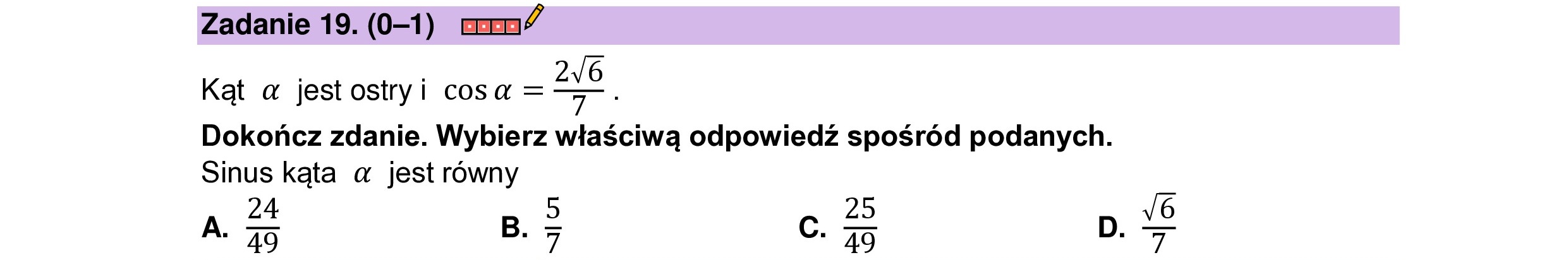 MATEMATYKA 2023 SIERPIEN POPRAWKOWA PODSTAWOWA ZADANIE 19