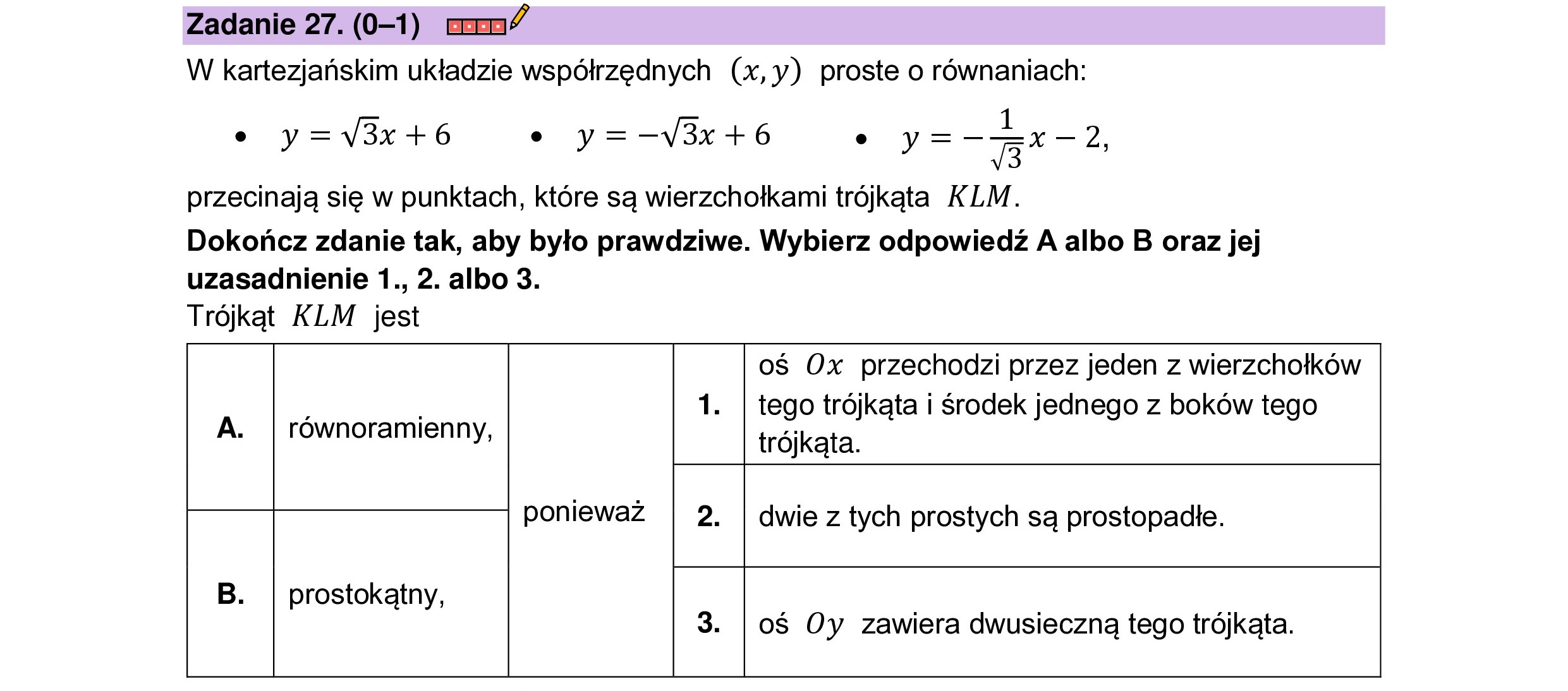 MATEMATYKA 2023 SIERPIEN POPRAWKOWA PODSTAWOWA ZADANIE 27