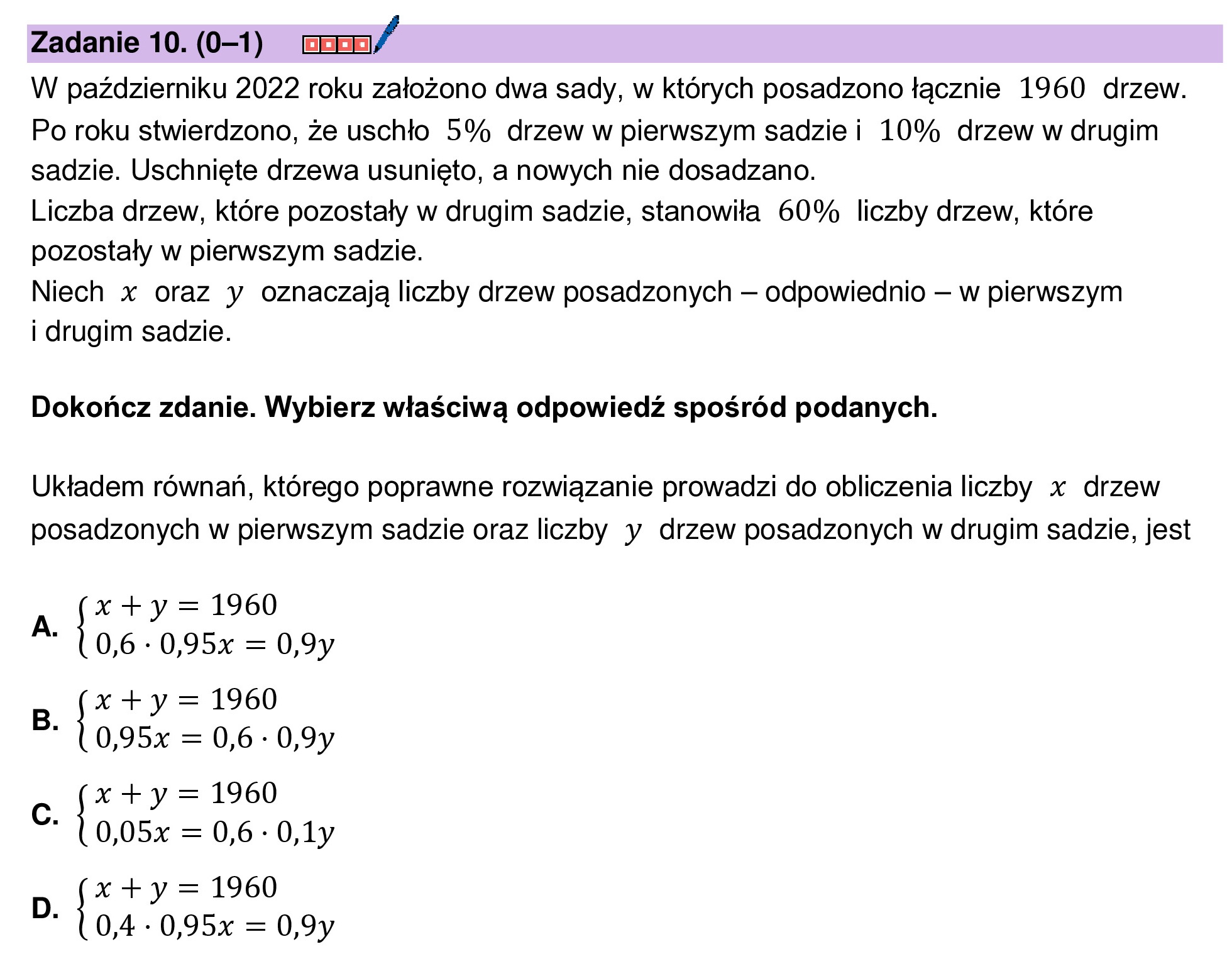 MATEMATYKA 2024 MAJ MATURA PODSTAWOWA ZADANIE 10