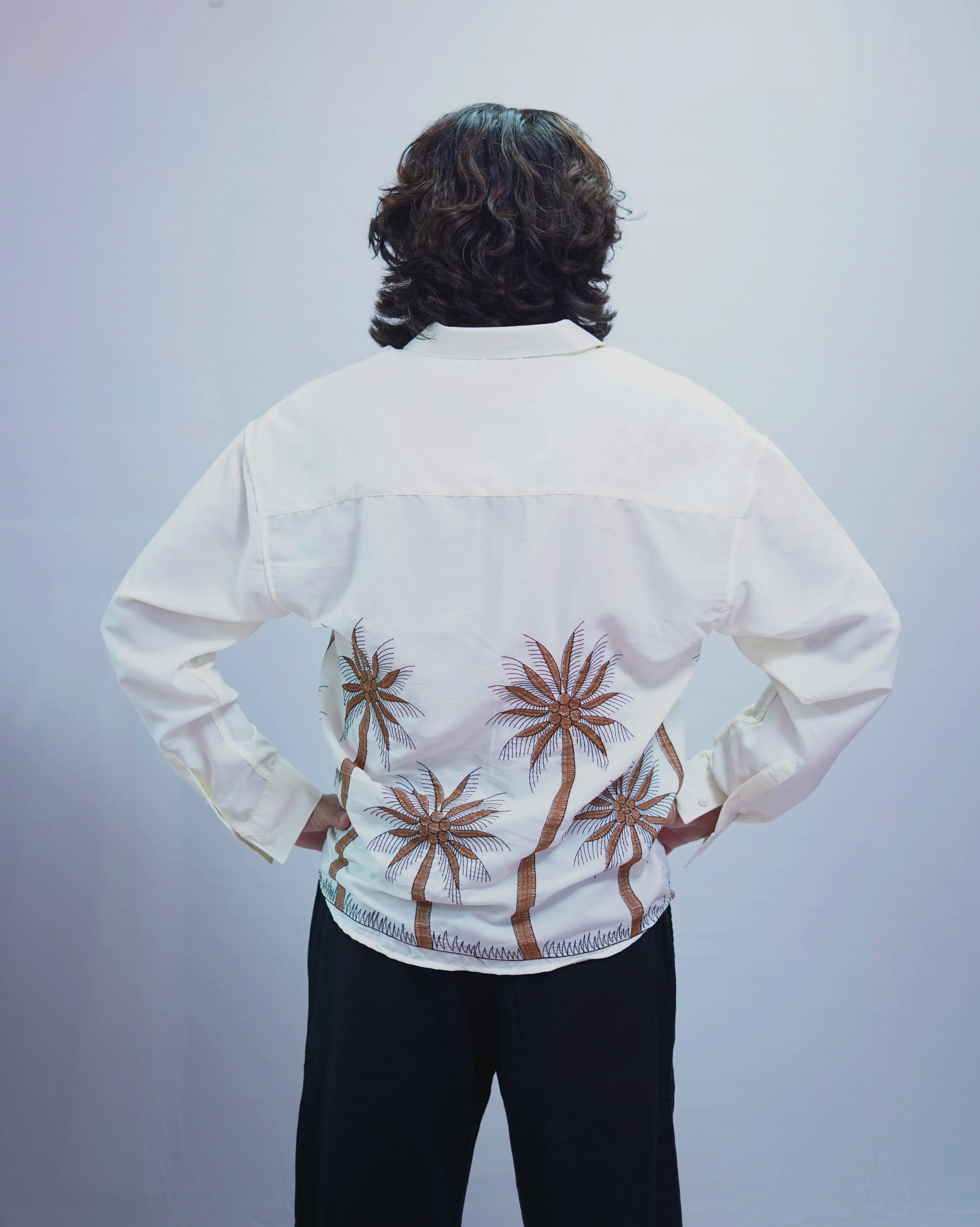 OFF WHITE TREE EMBROIDERY SHIRT