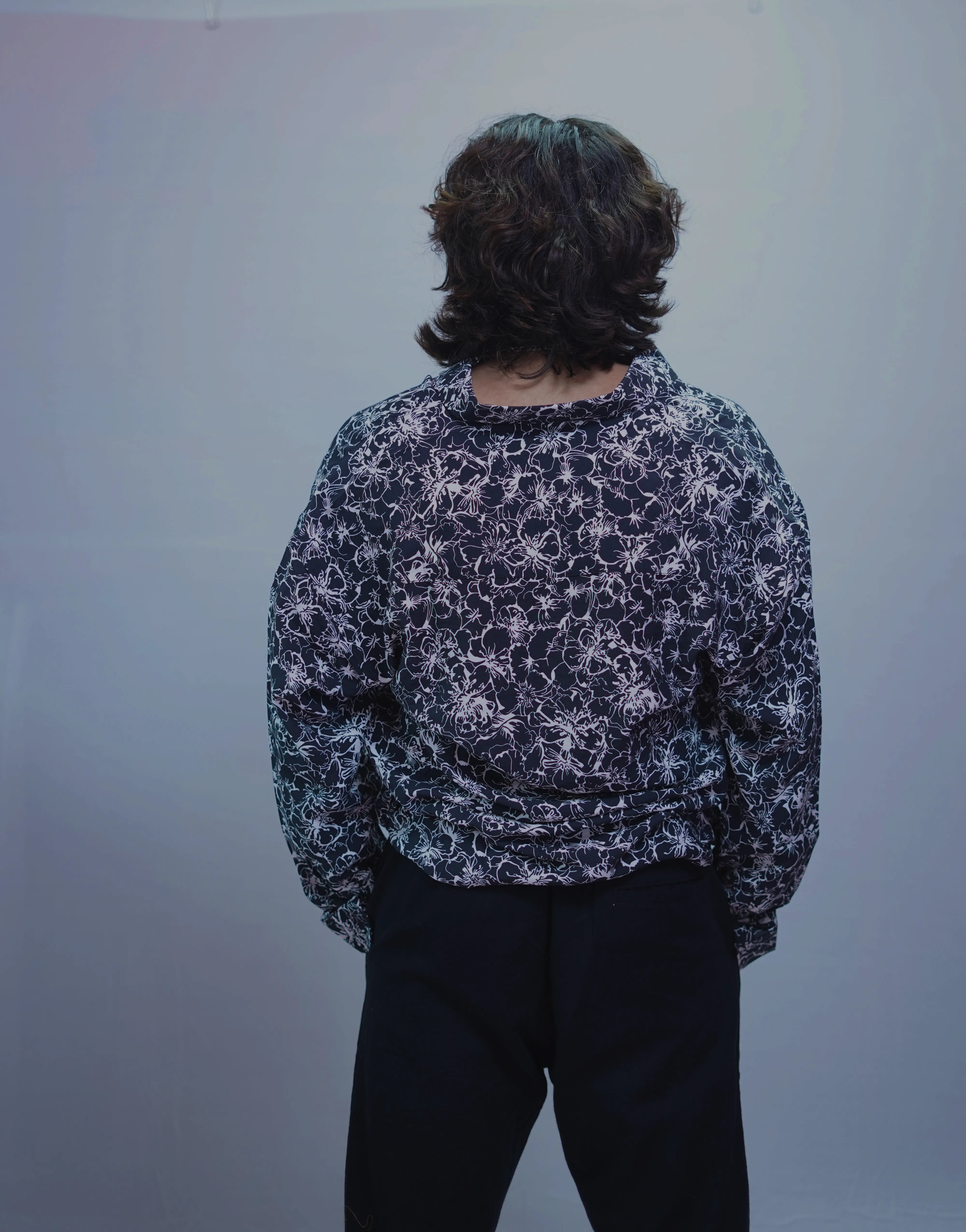 BLACK LINEN  PRINTED SHIRT
