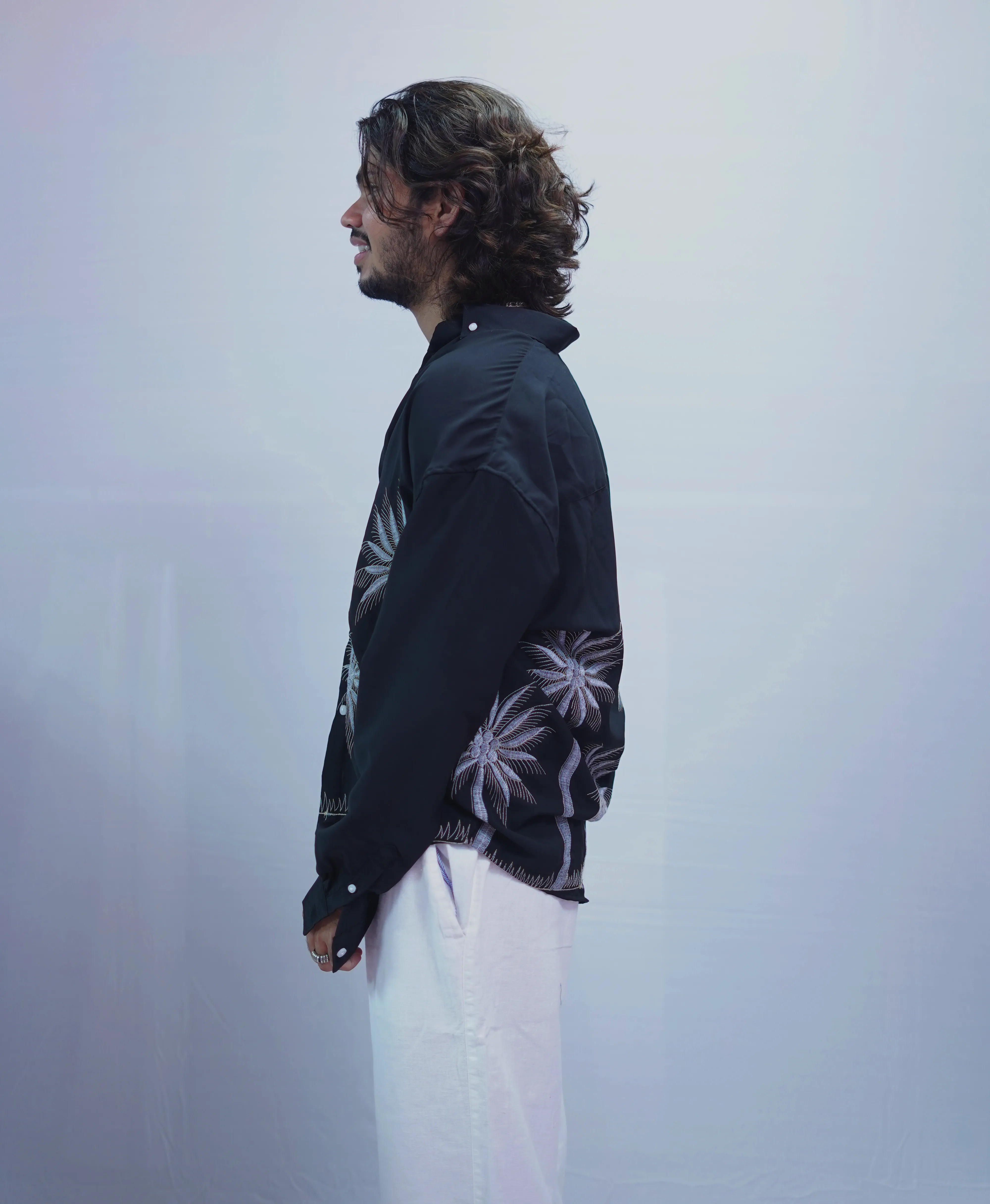 BLACK TREE EMBROIDERY SHIRT