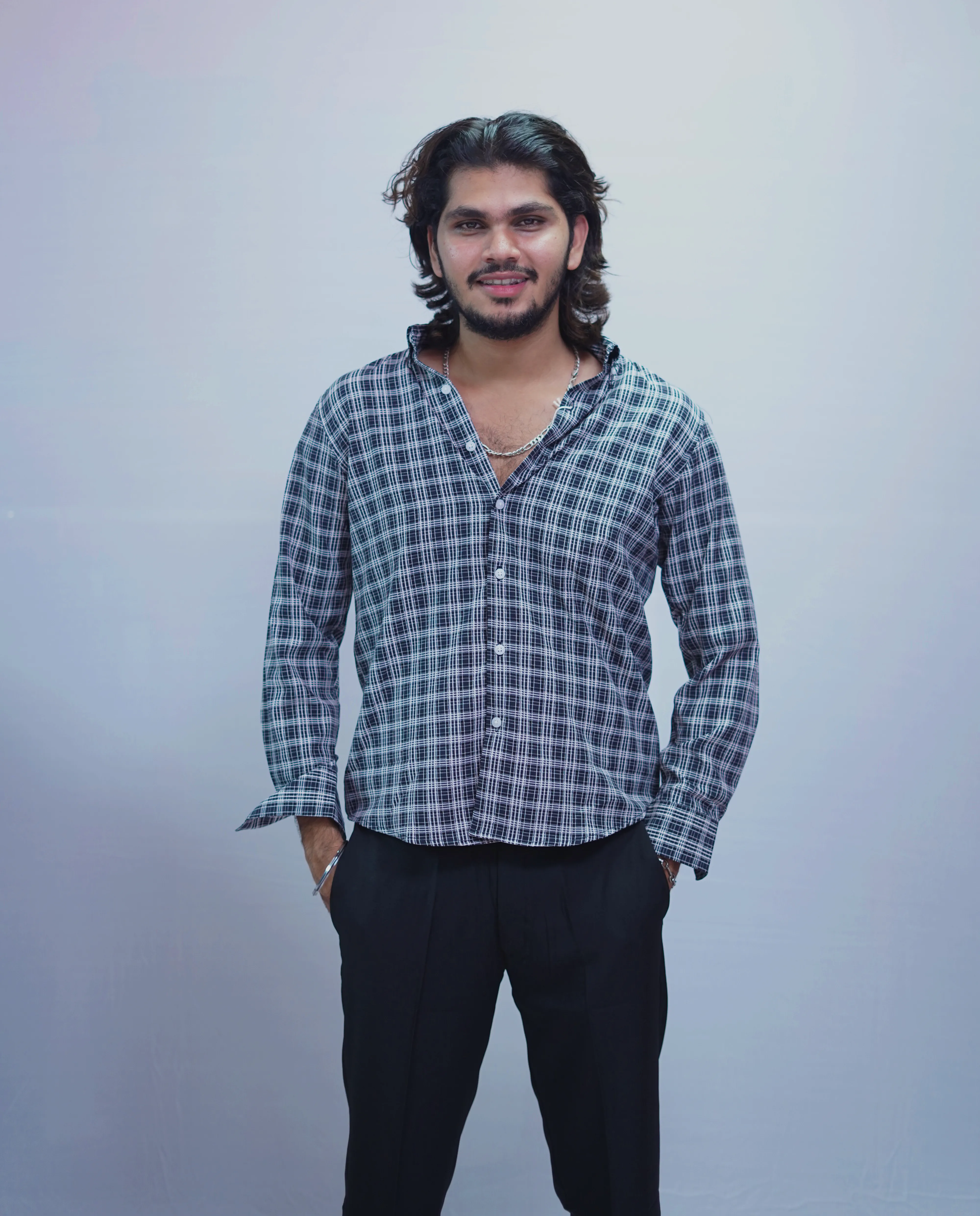 GREENISH BLUE CHECKED SHIRT