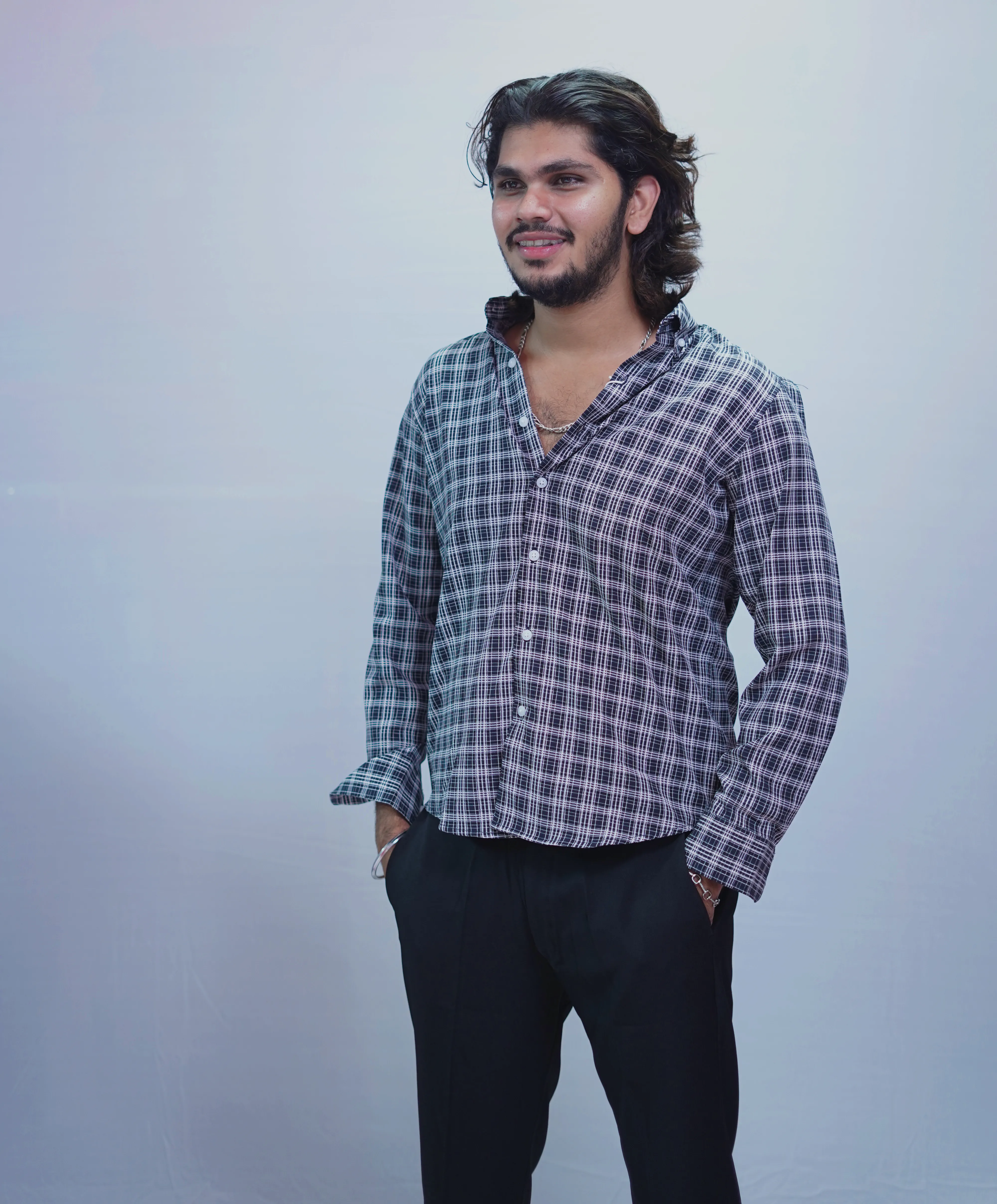 GREENISH BLUE CHECKED SHIRT