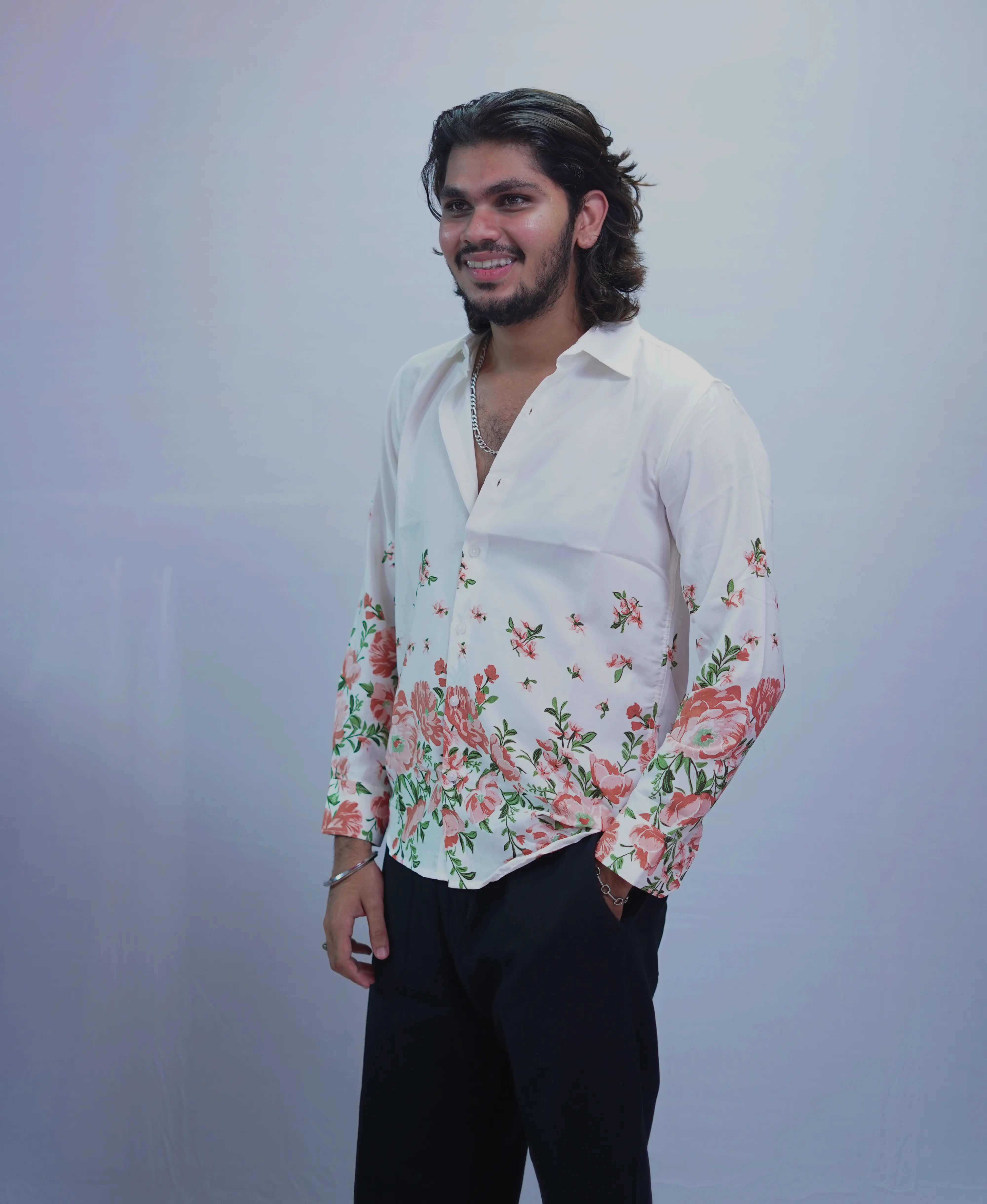 ORANGE BOTTOM PRINTED SHIRT
