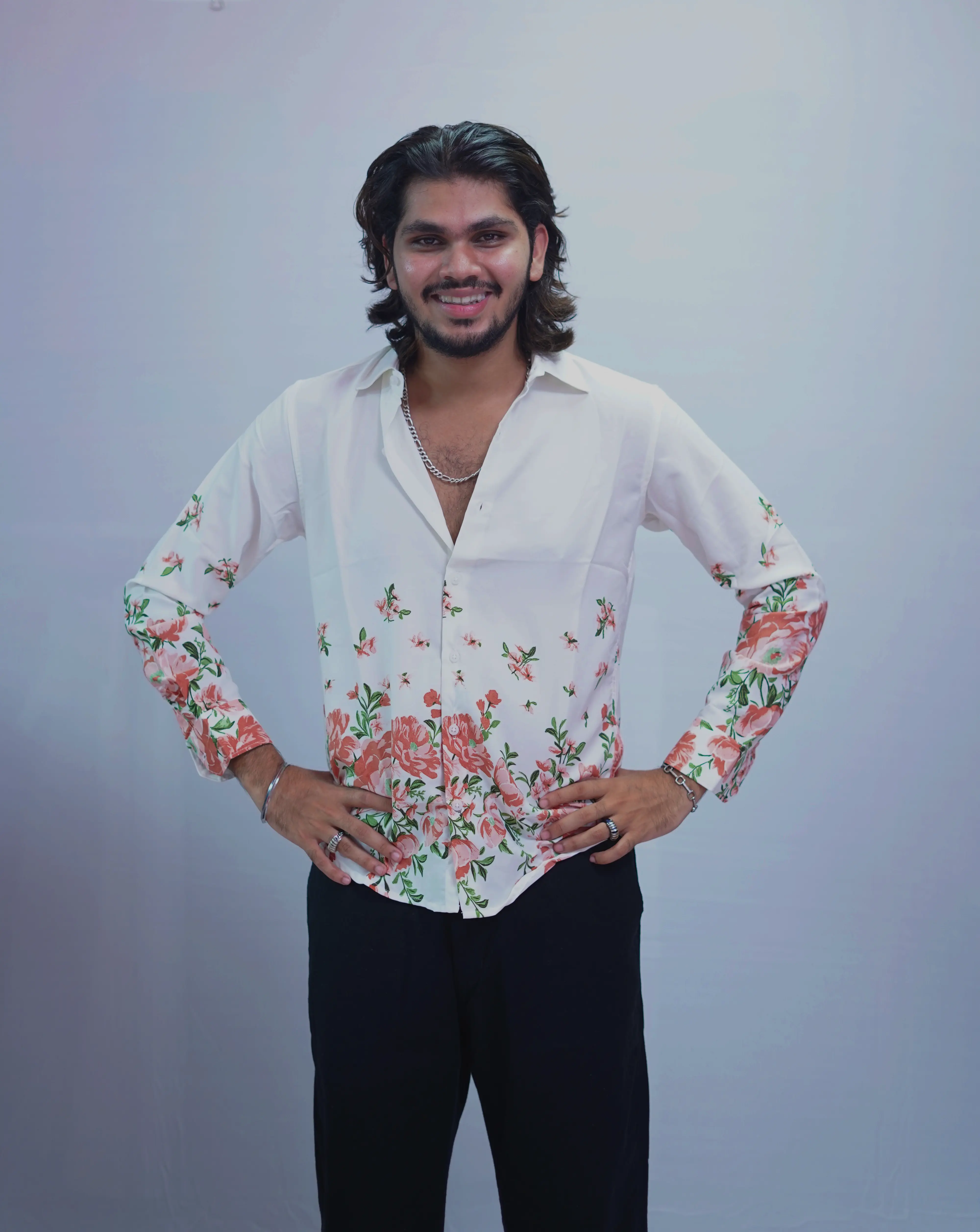 ORANGE BOTTOM PRINTED SHIRT