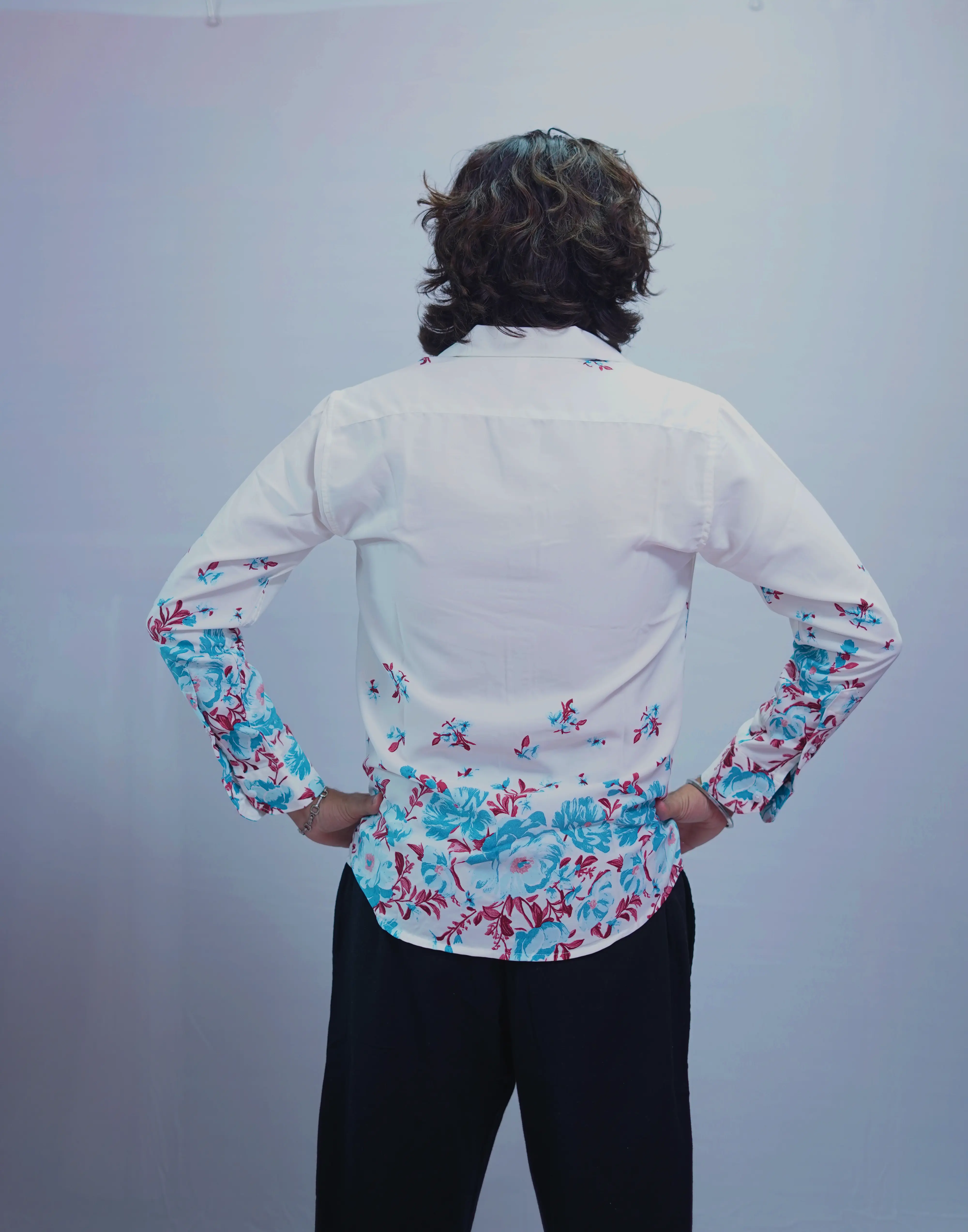 BLUE BOTTOM PRINTED SHIRT