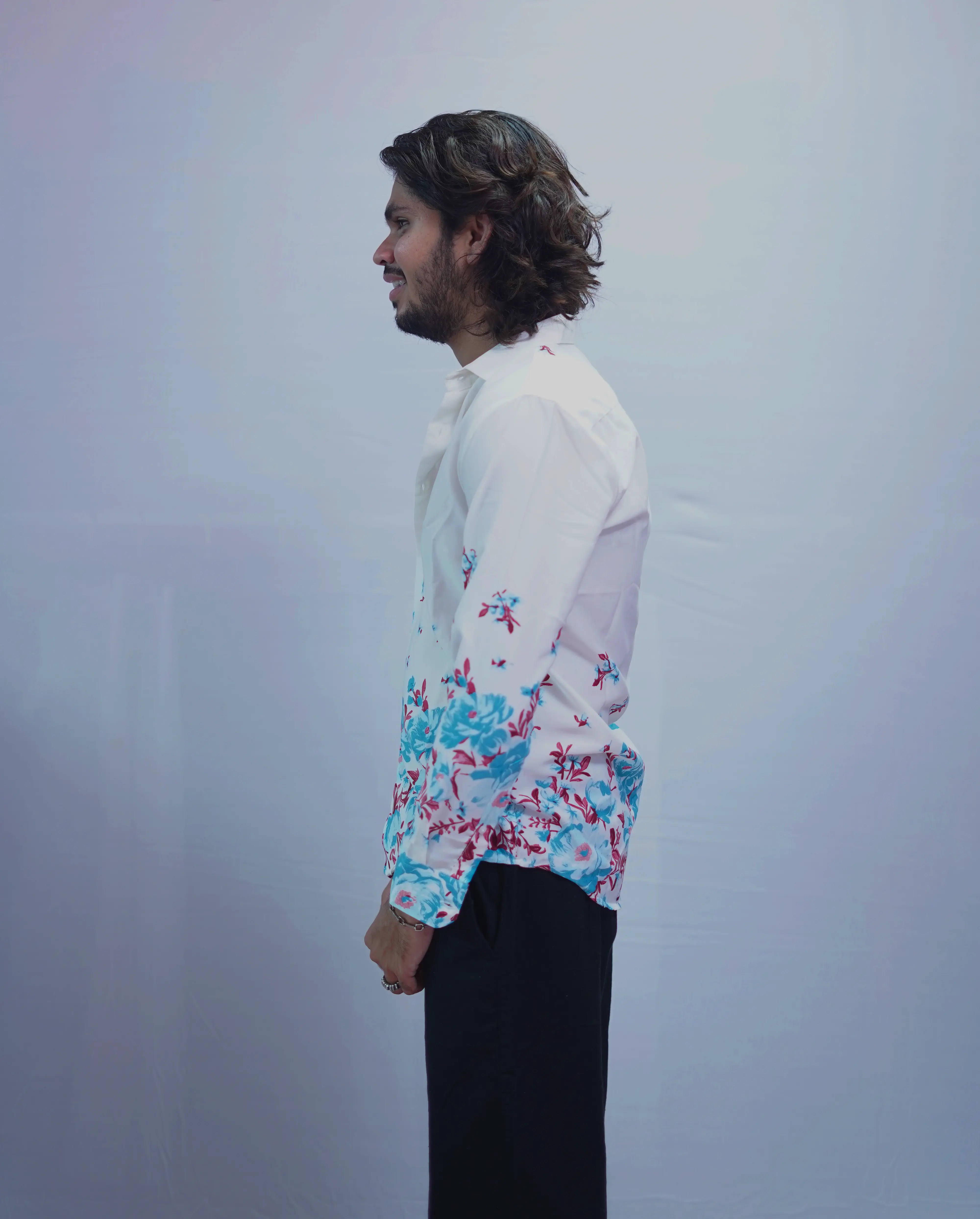 BLUE BOTTOM PRINTED SHIRT