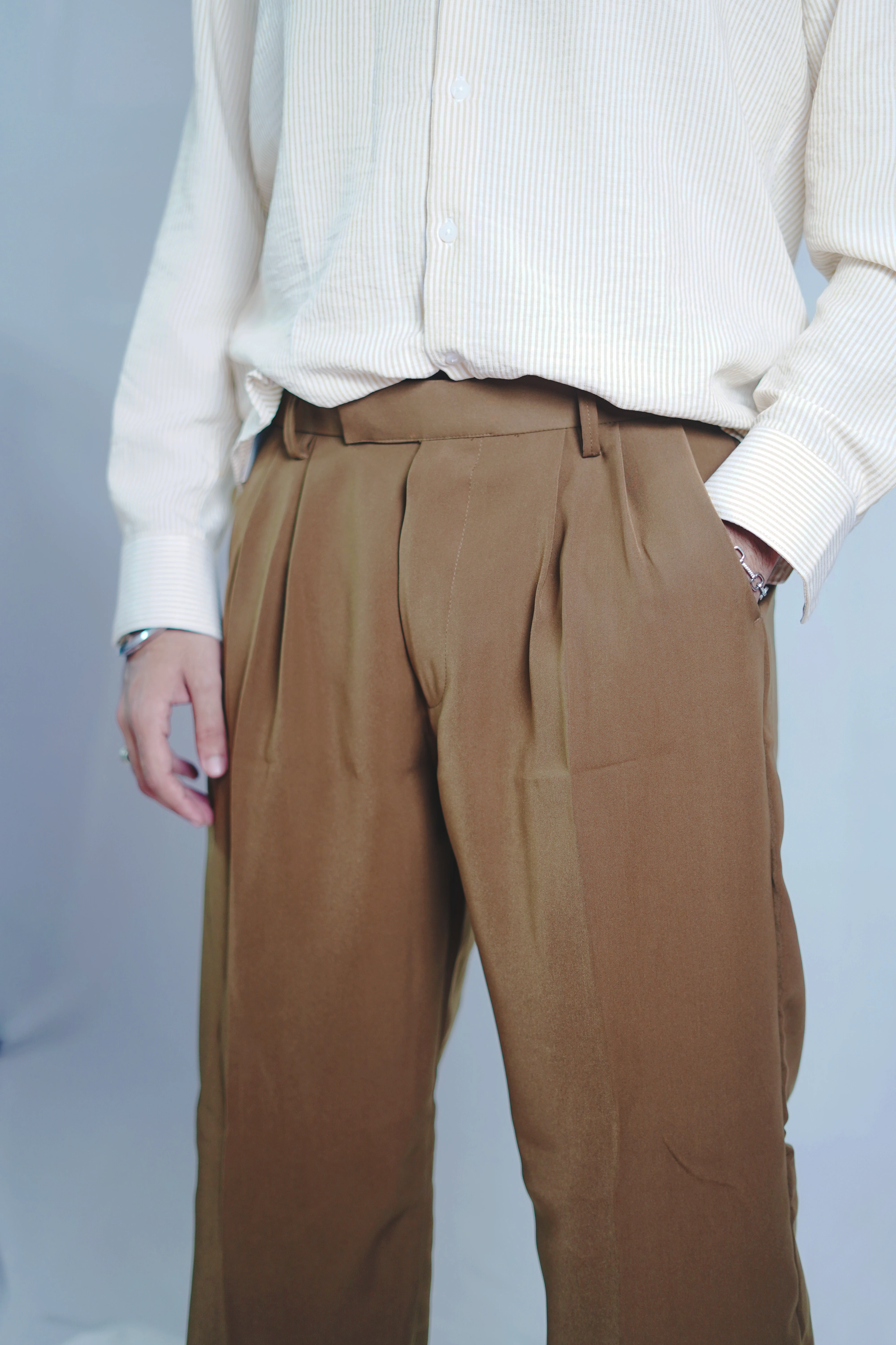 BROWN ARMANI RELAXED FIT PANTS