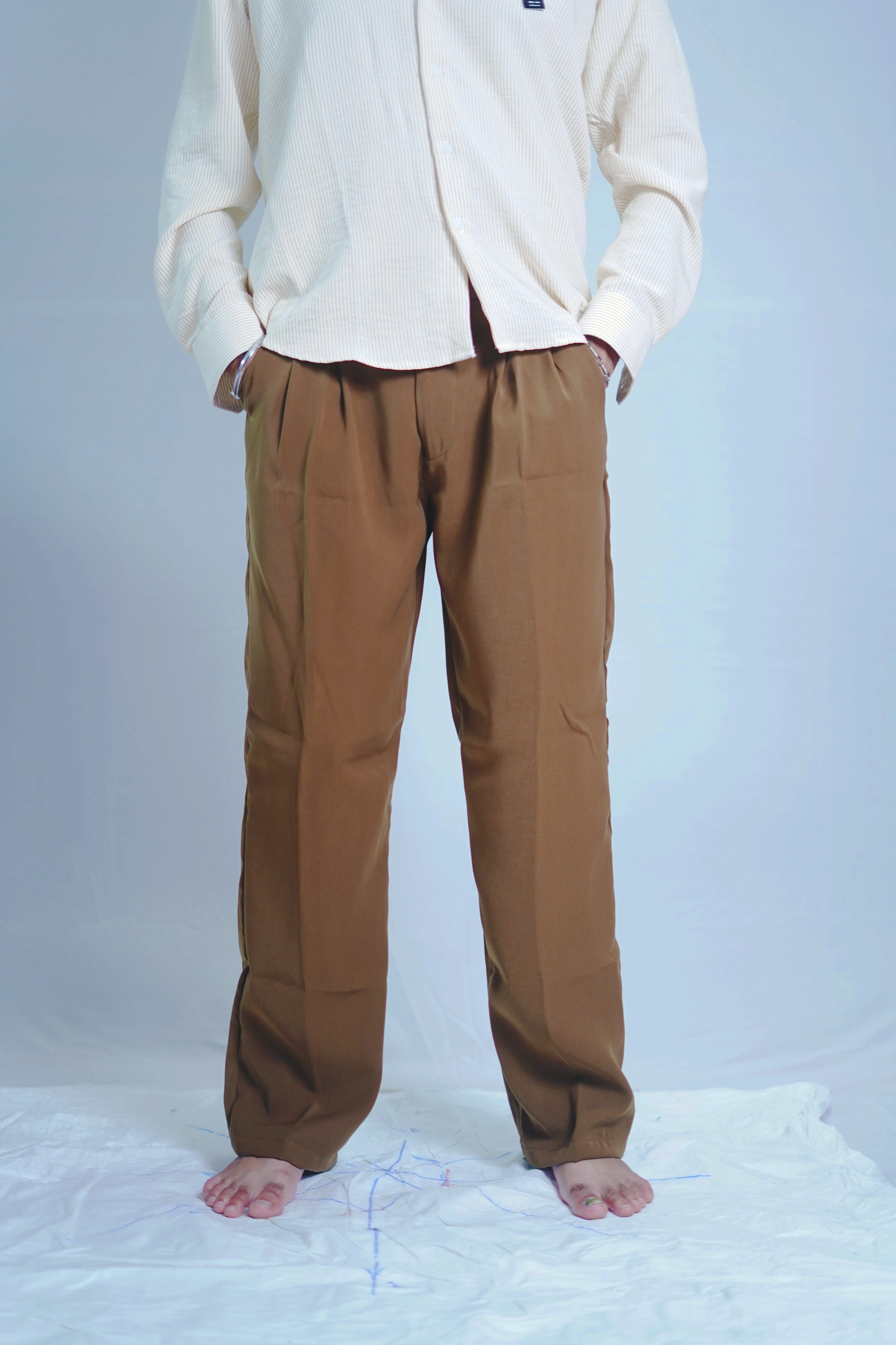 BROWN ARMANI RELAXED FIT PANTS