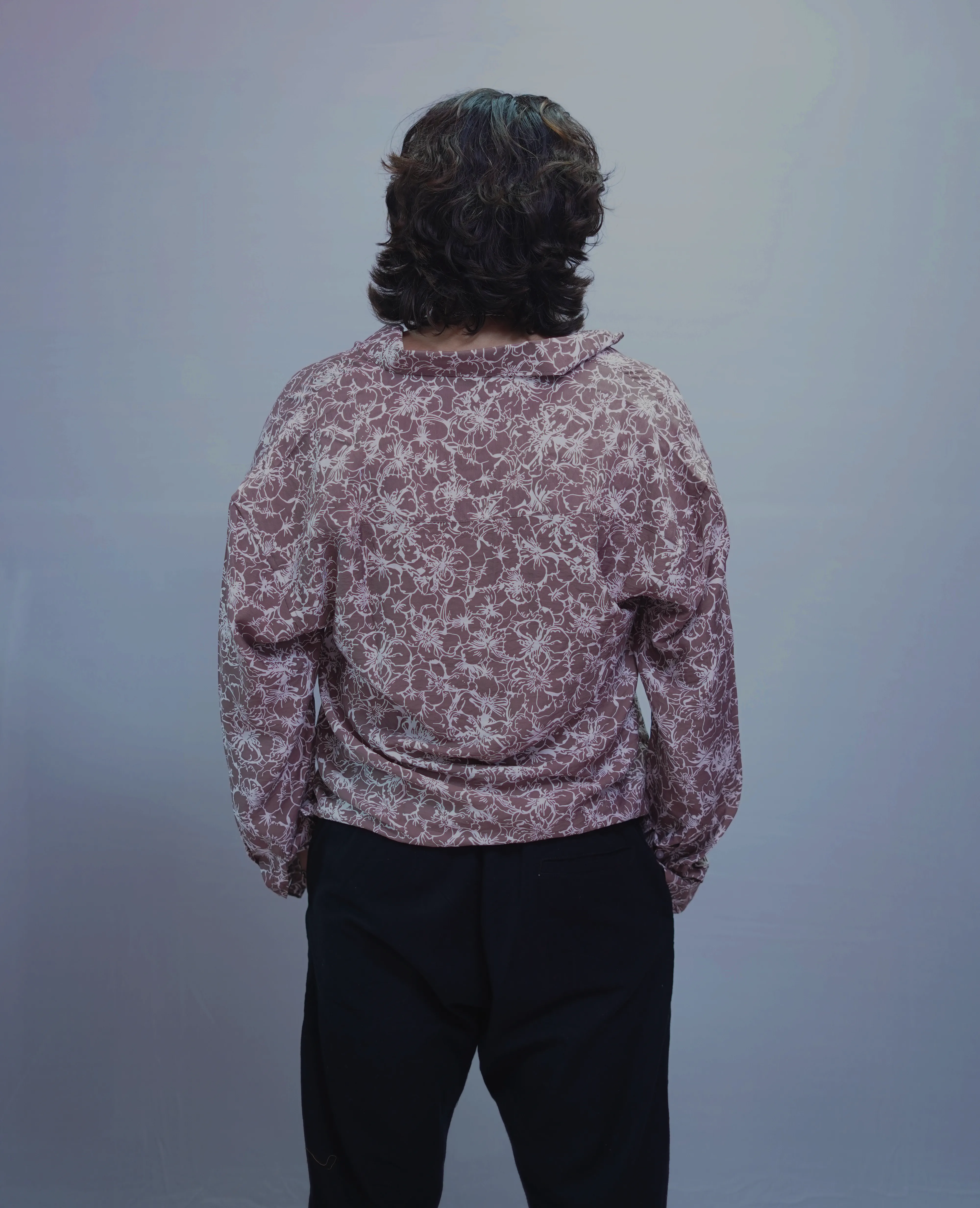 BROWN LINEN  PRINTED SHIRT