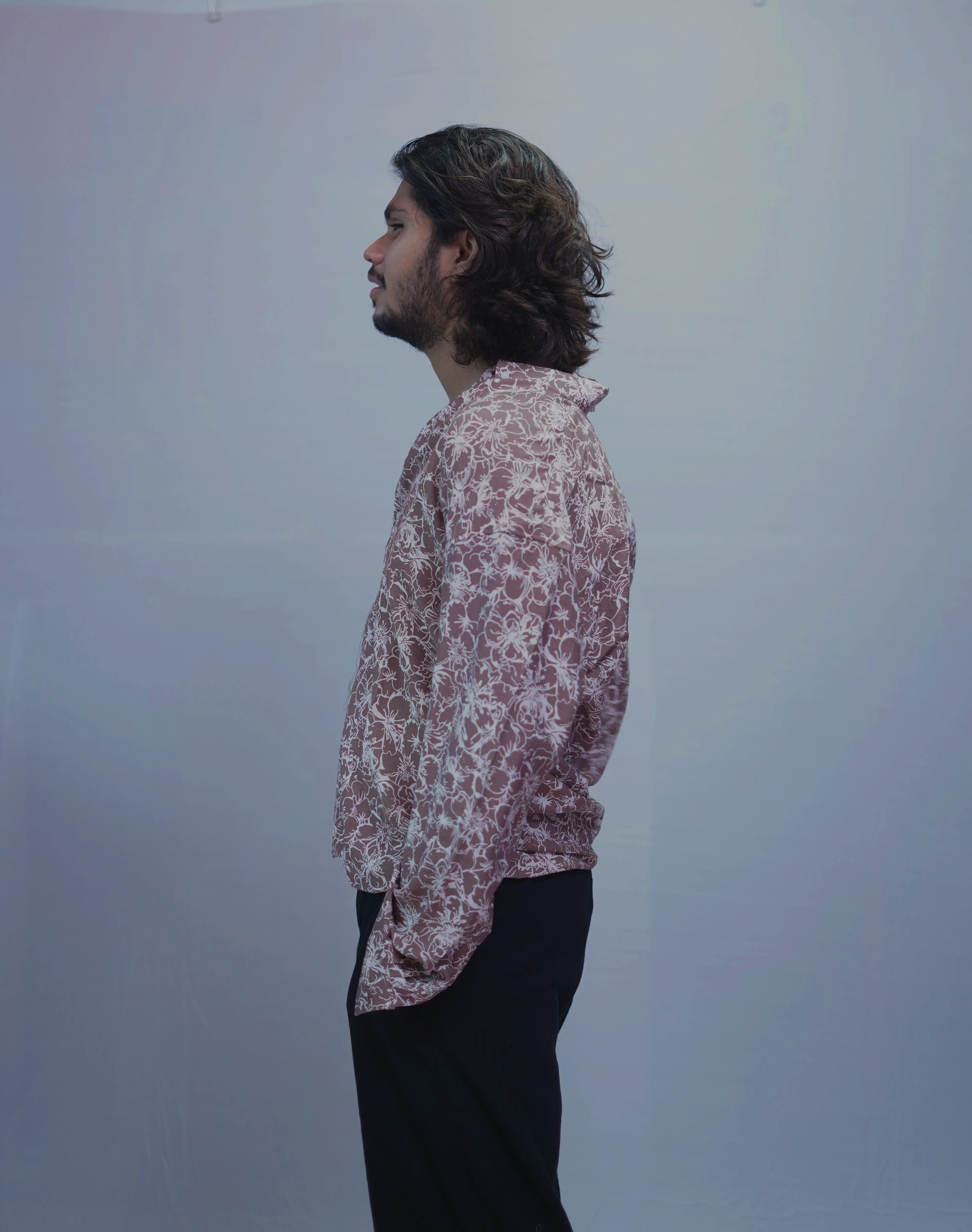BROWN LINEN  PRINTED SHIRT