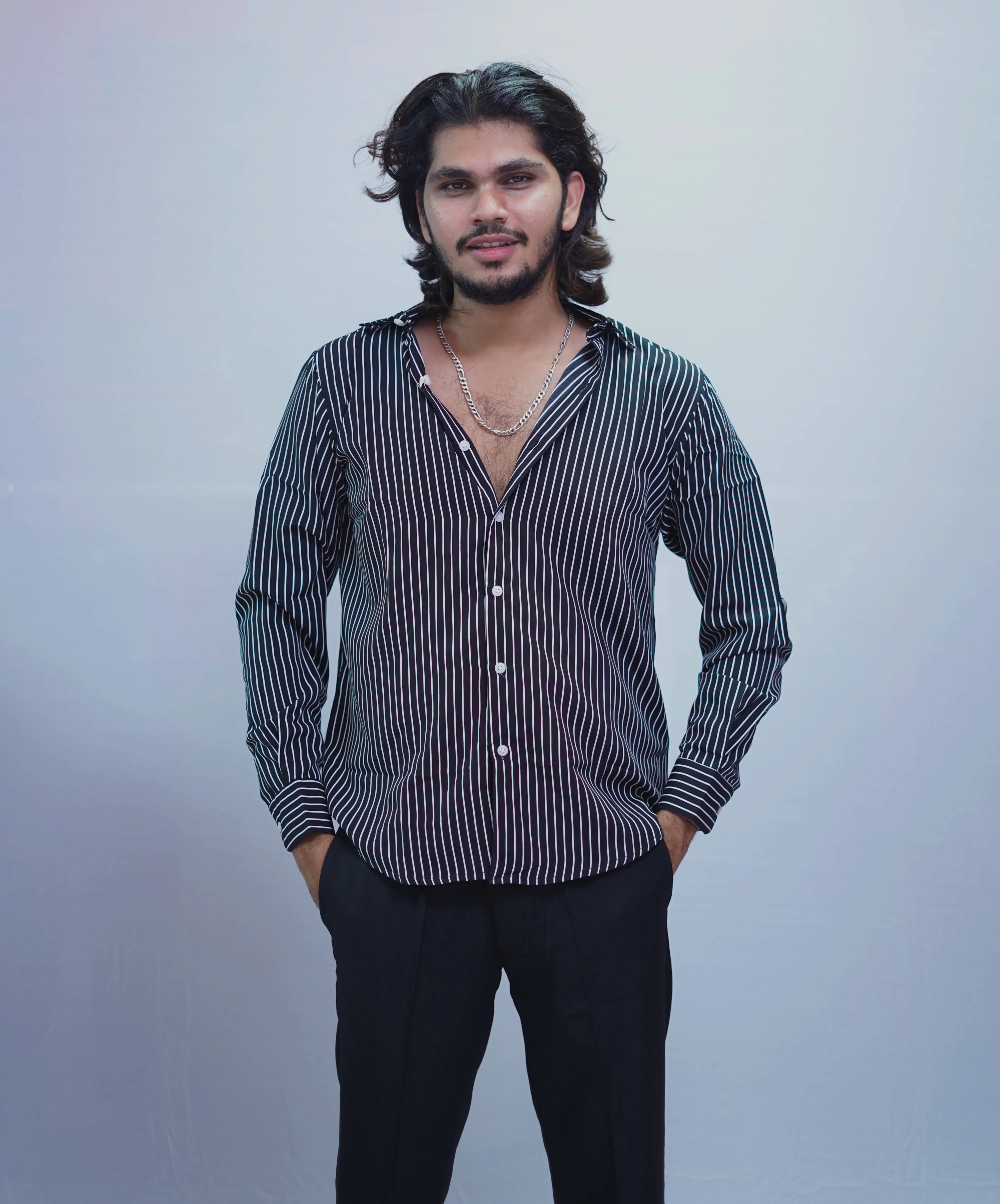 JET BLACK STRIPES SHIRT