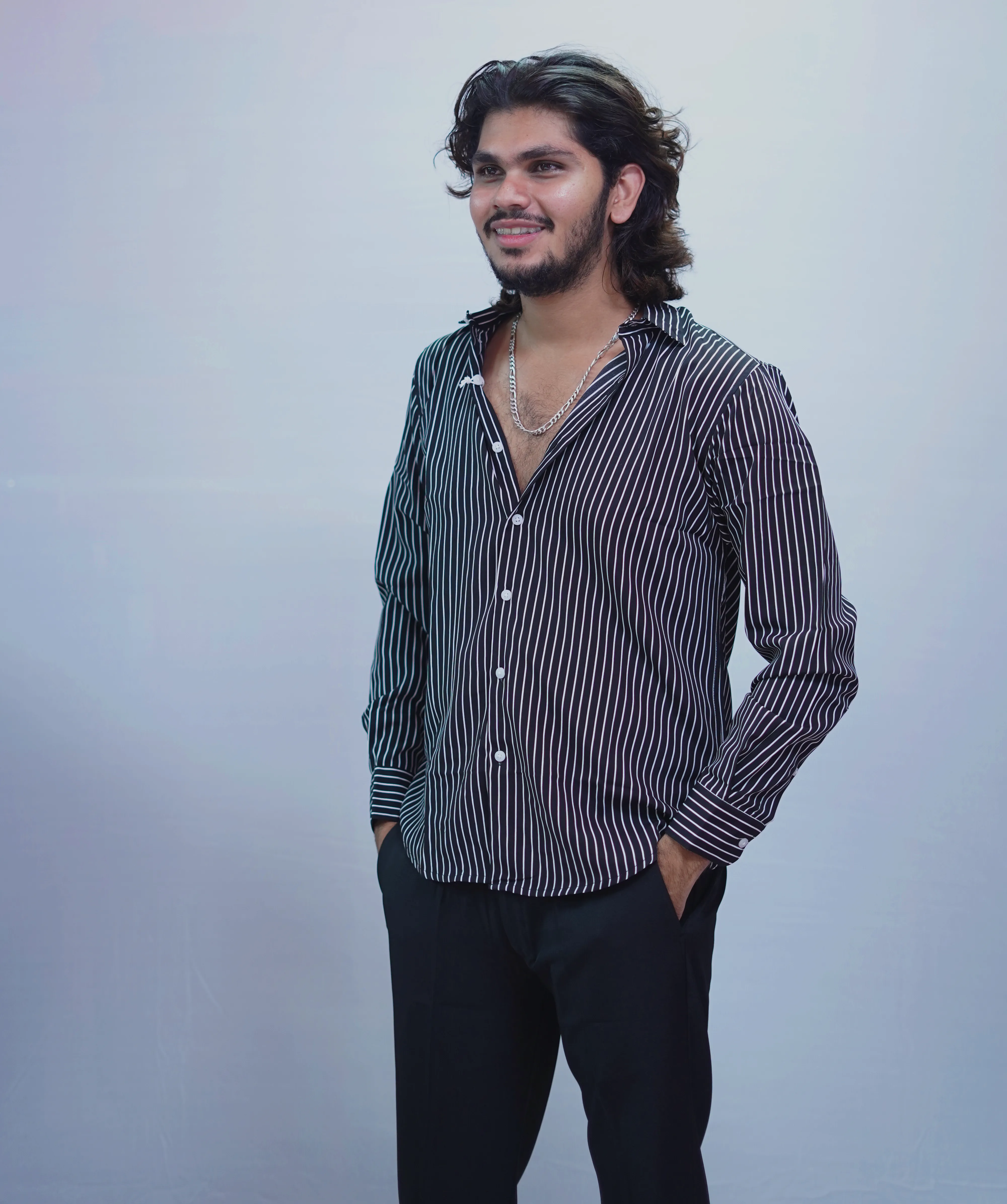 JET BLACK STRIPES SHIRT