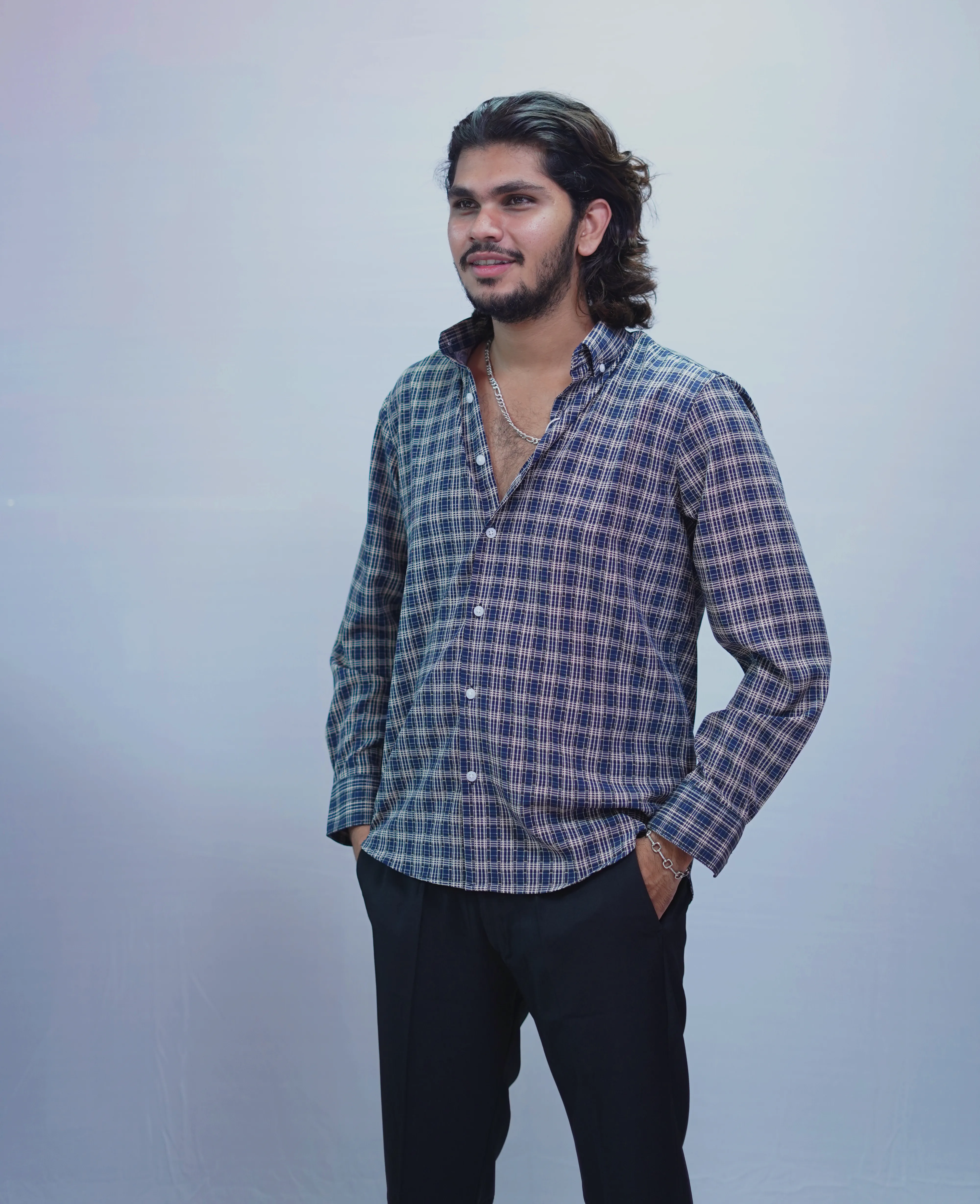 NAVY BLUE CHECKED SHIRT