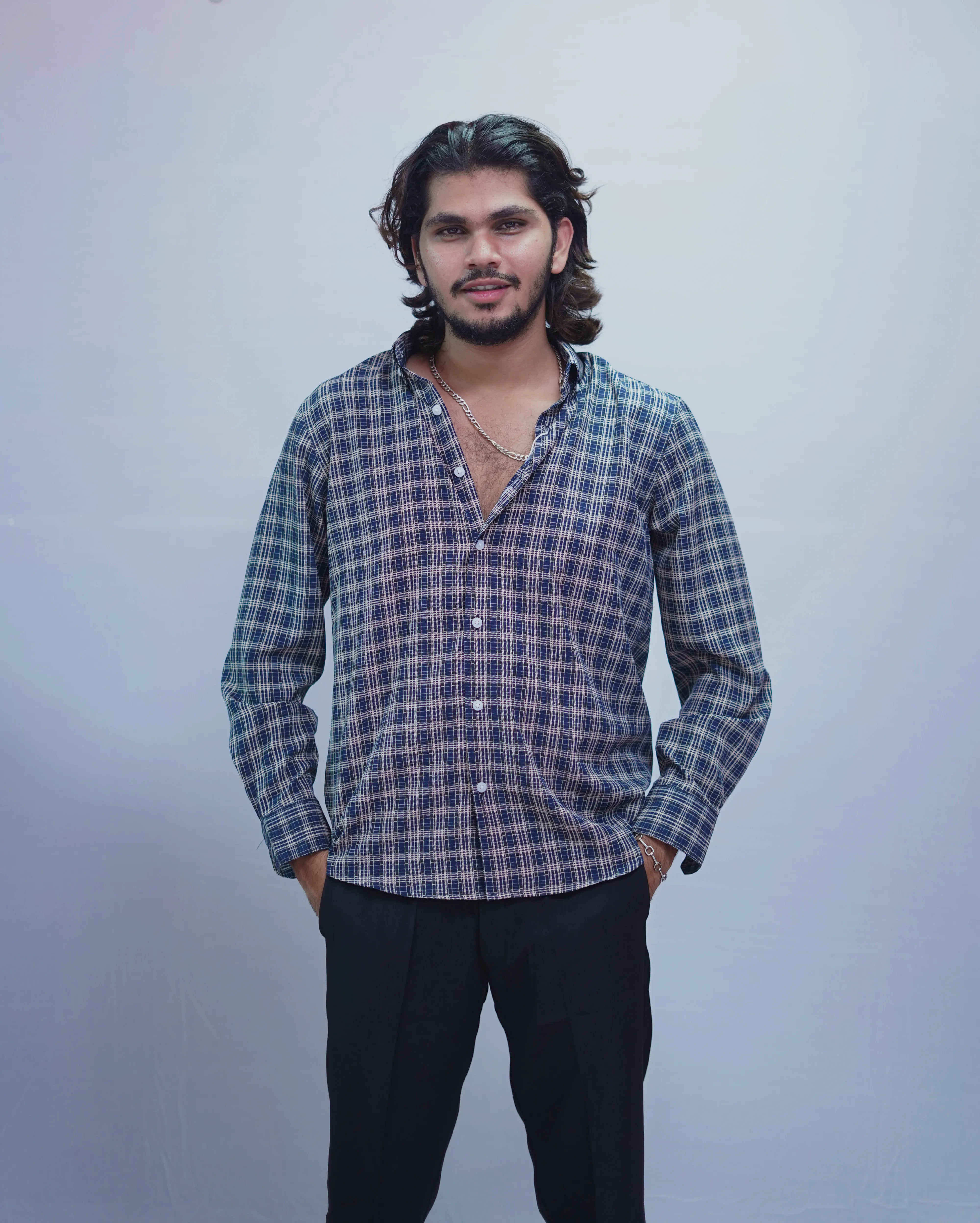 NAVY BLUE CHECKED SHIRT