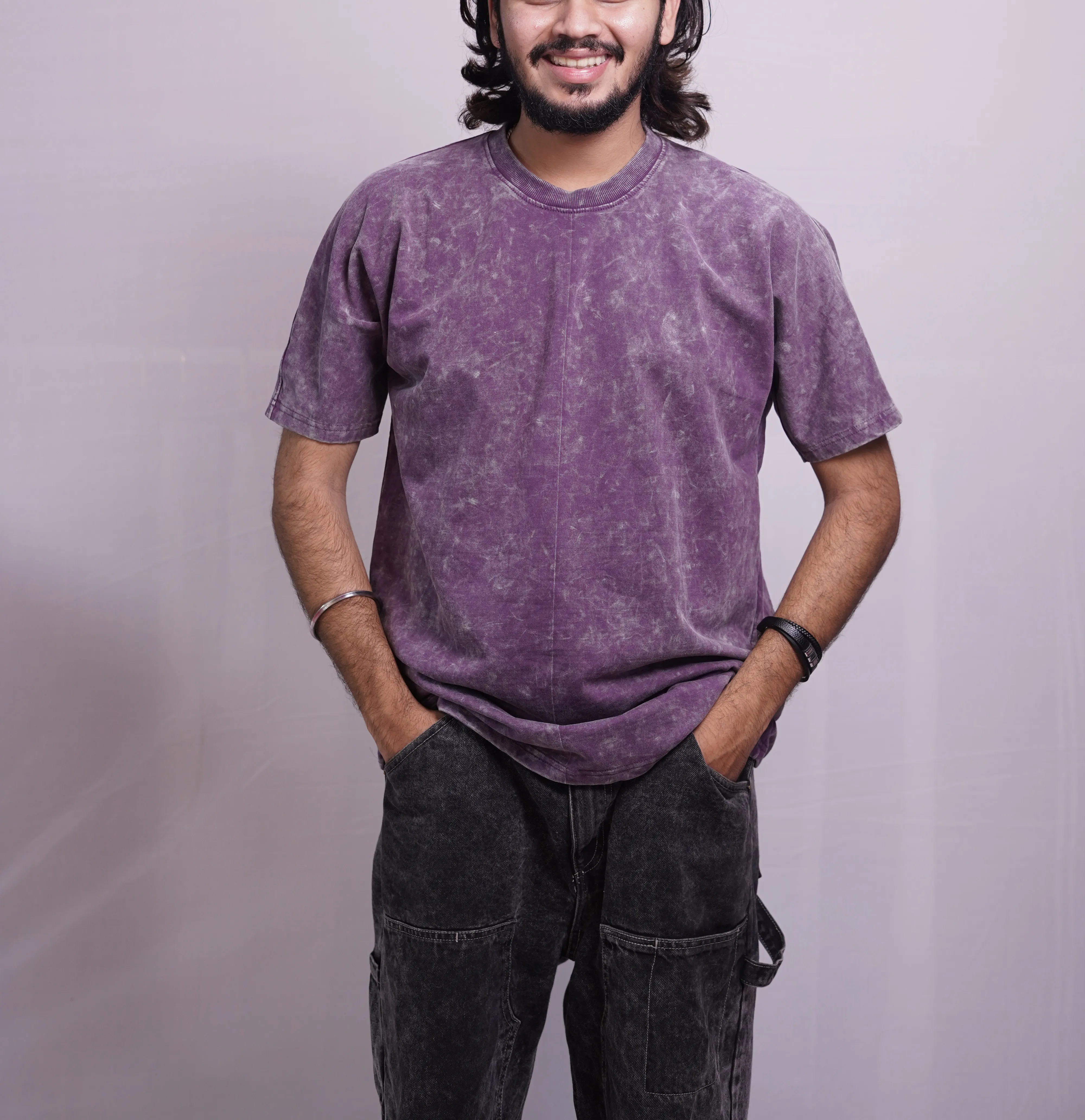 VOILET PLAIN ACID WASH TSHIRT, photo 4 of 4