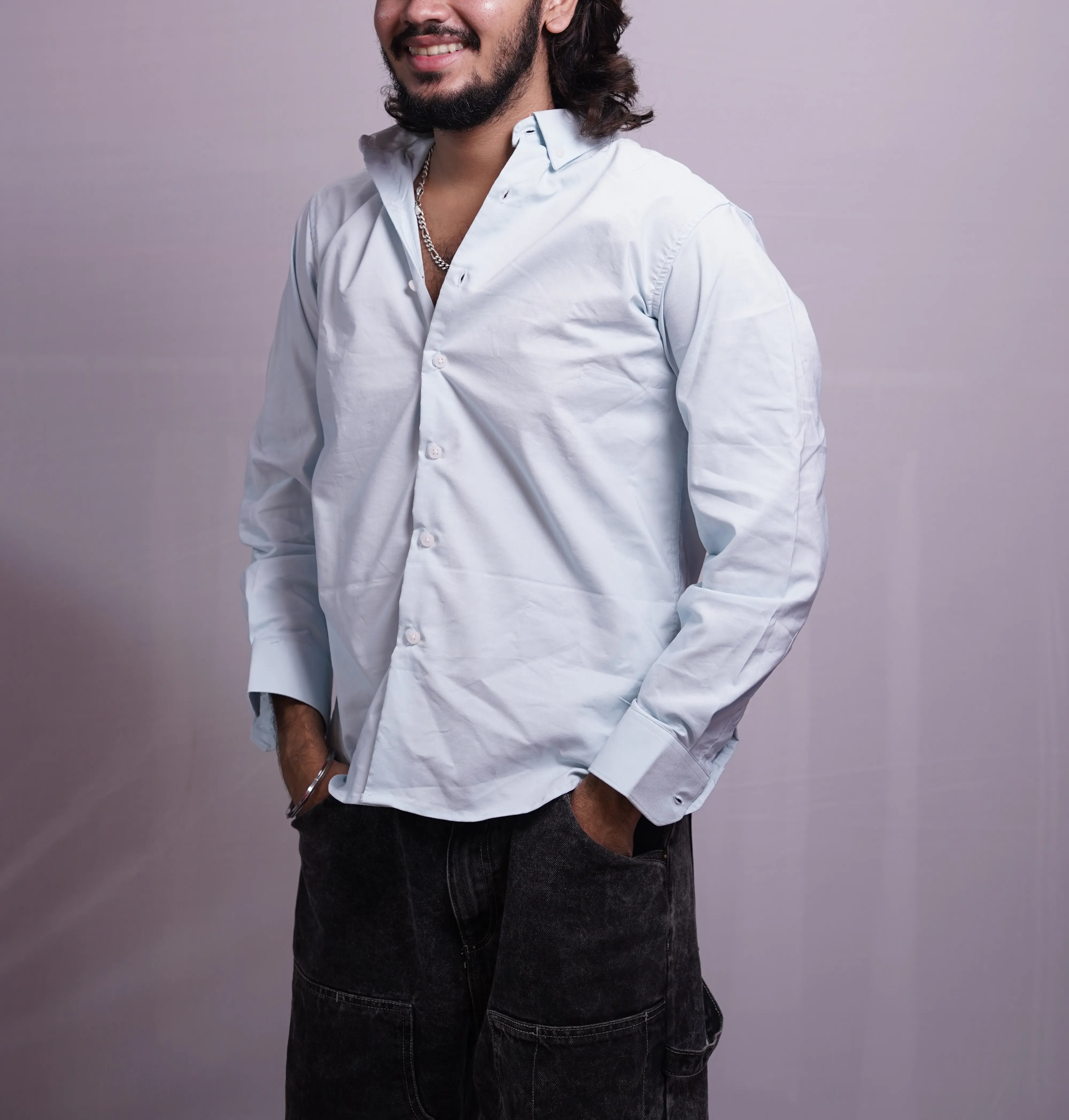 BLUE LINEN PLAIN SHIRT, photo 3 of 4