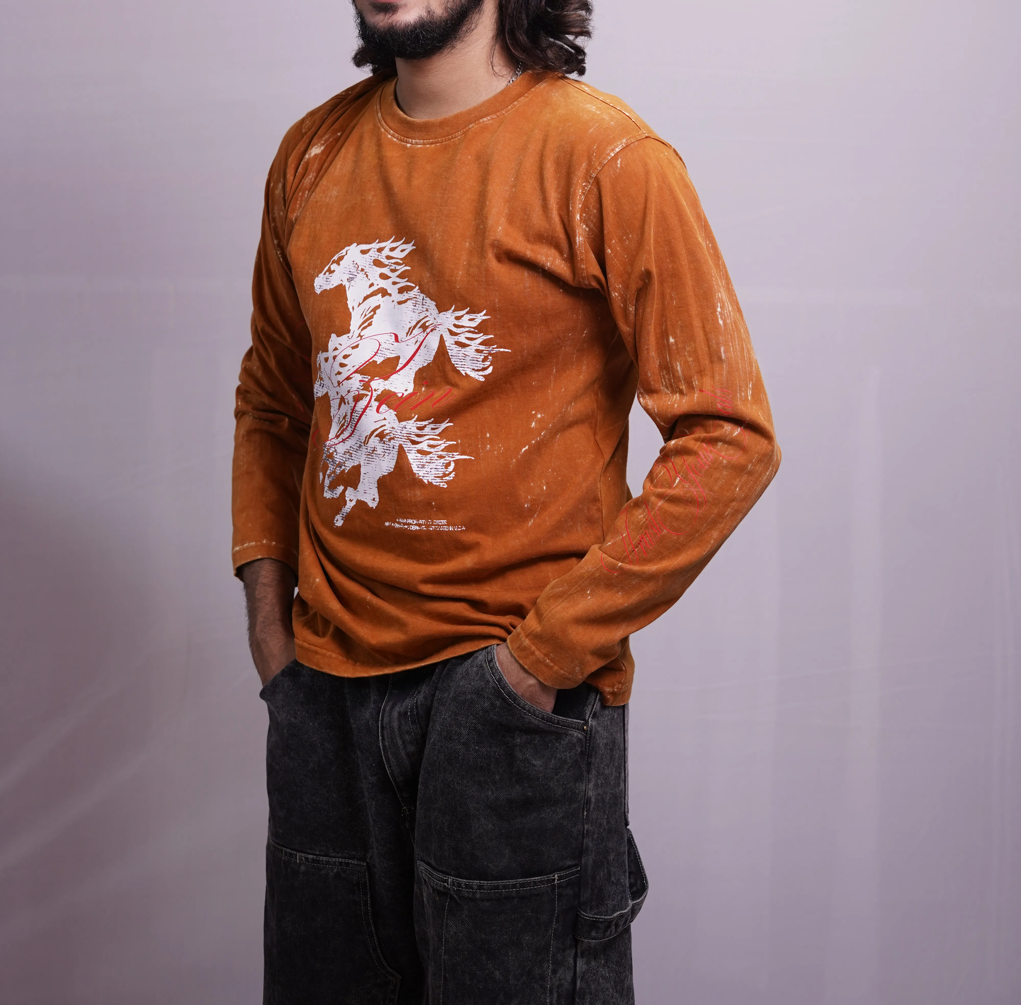RUST ORANGE ACID WASH FULLSLEEVE, photo 1 of 4