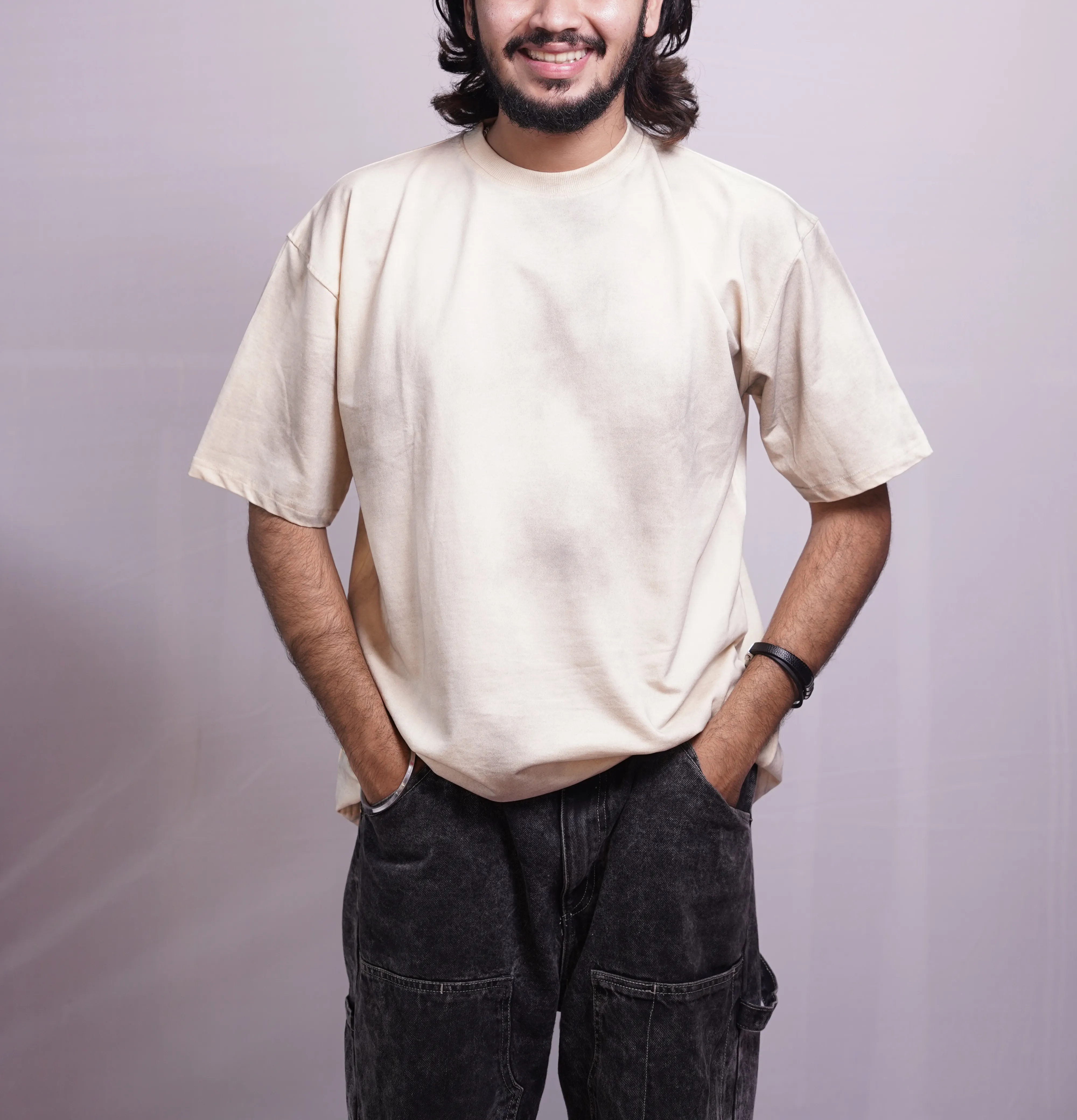 WASHED BEIGE OVERSIZED TEES, photo 1 of 4