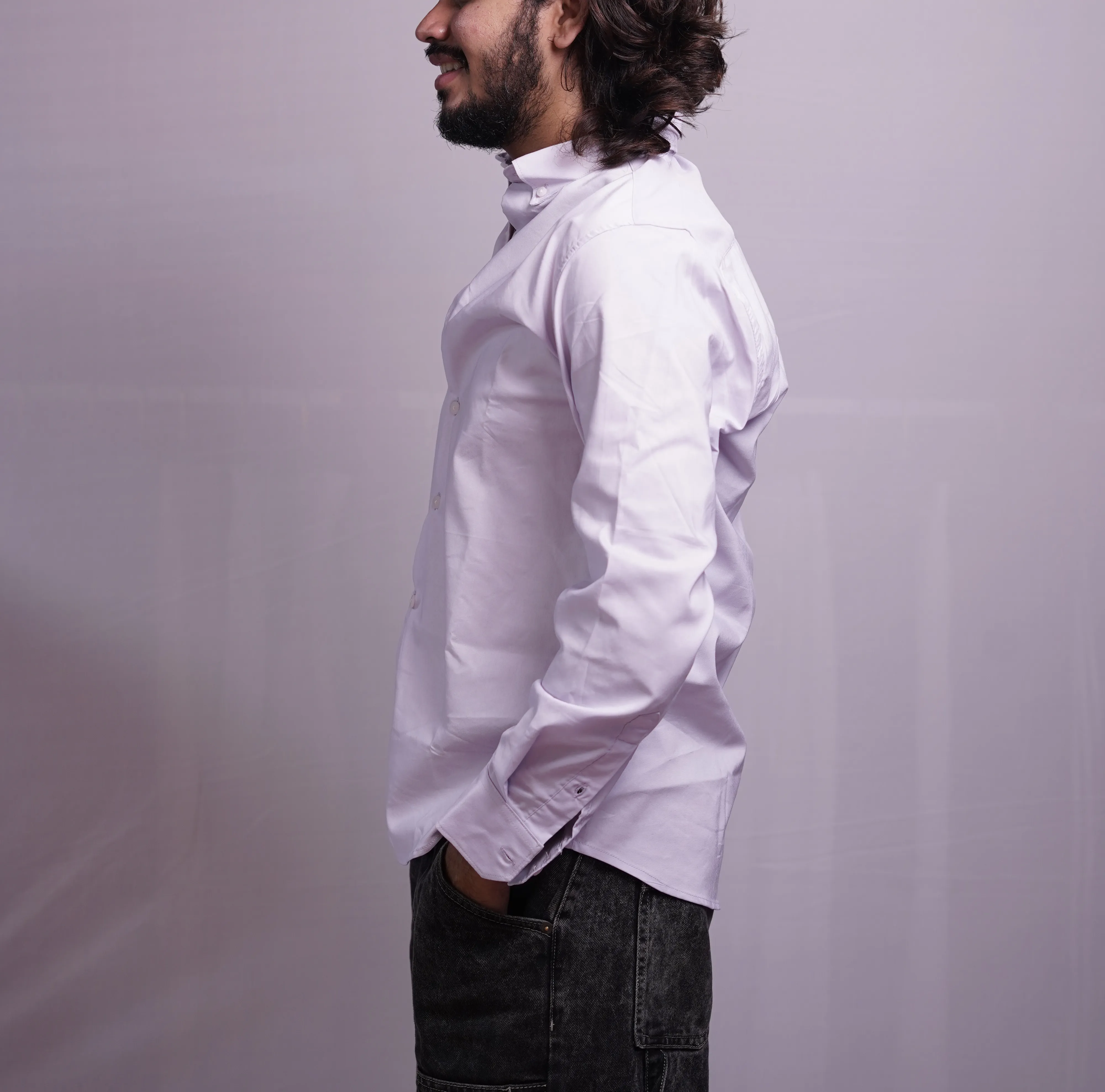 LAVENDER LINEN PLAIN SHIRT, photo 3 of 4