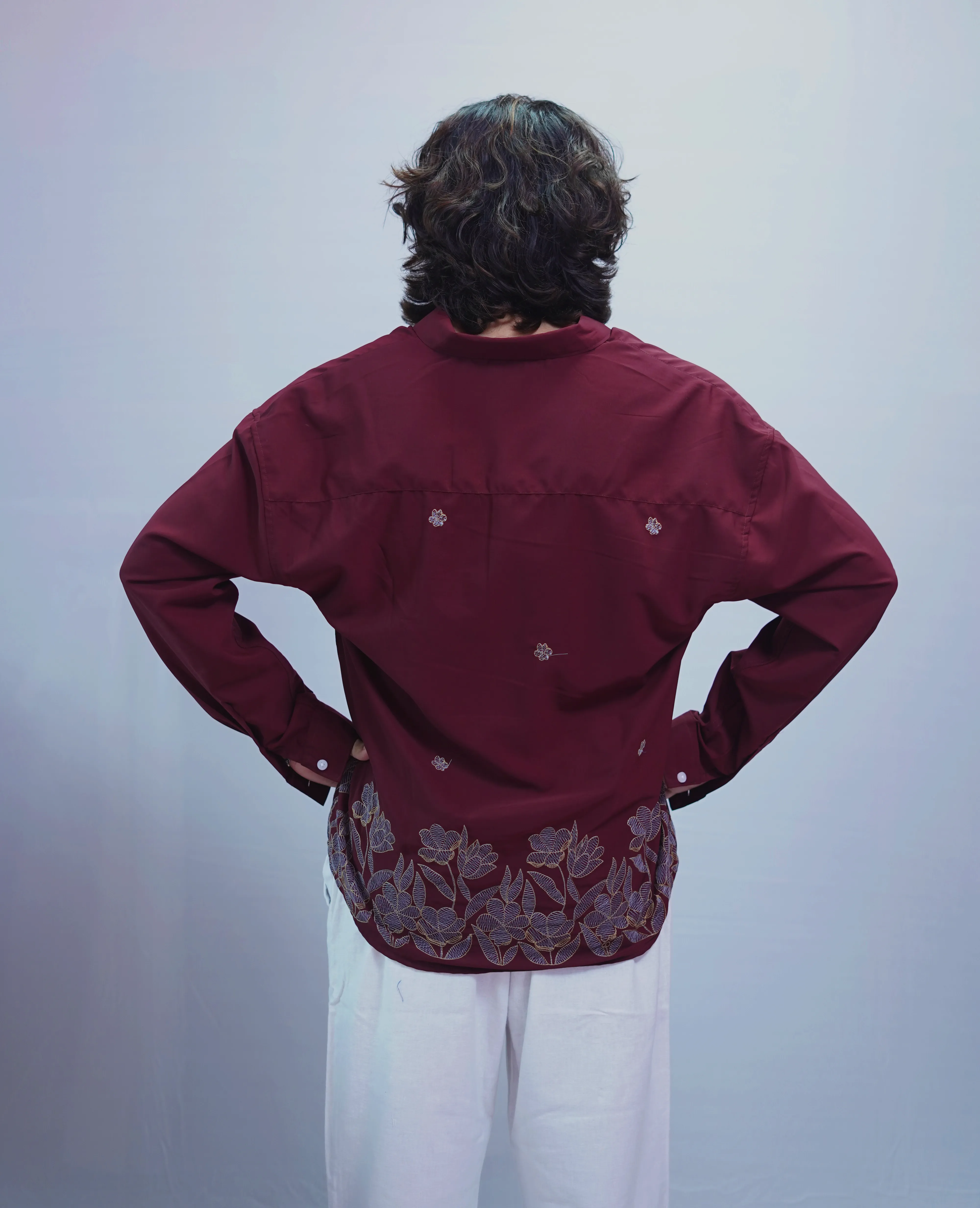 MAROON EMBROIDERY SHIRT