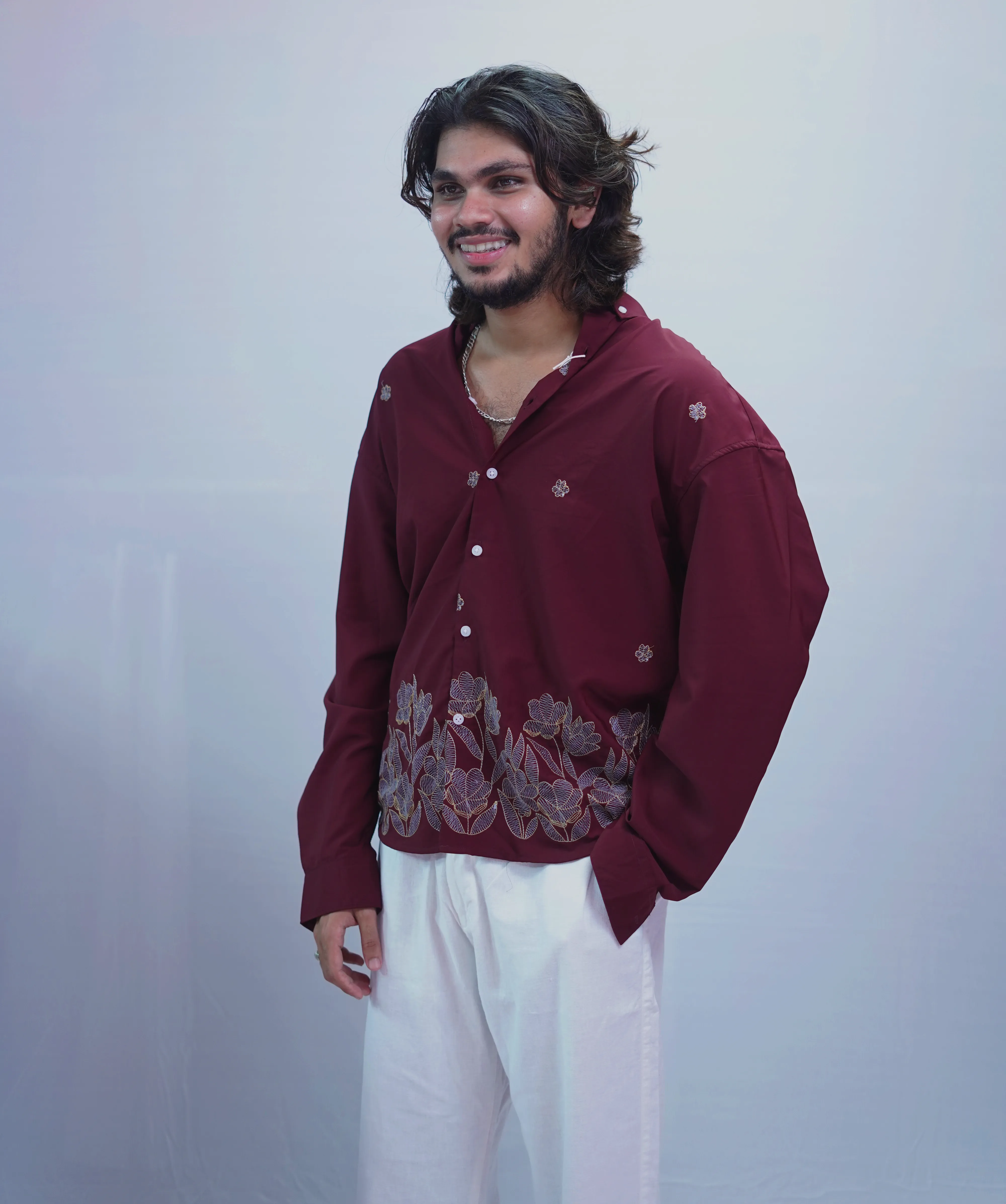 MAROON EMBROIDERY SHIRT