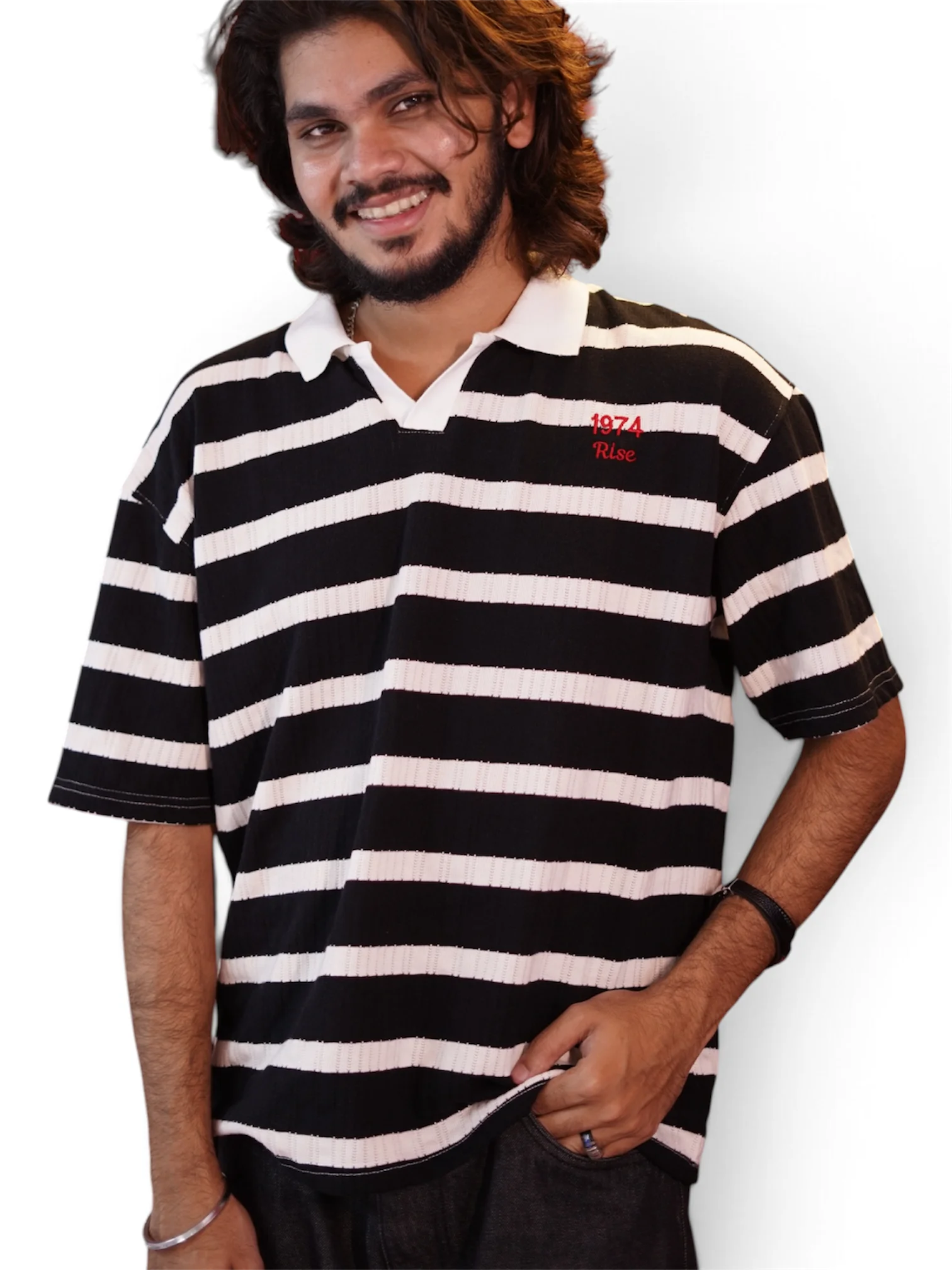 RETRO BLACK STRIPE POLO TEES