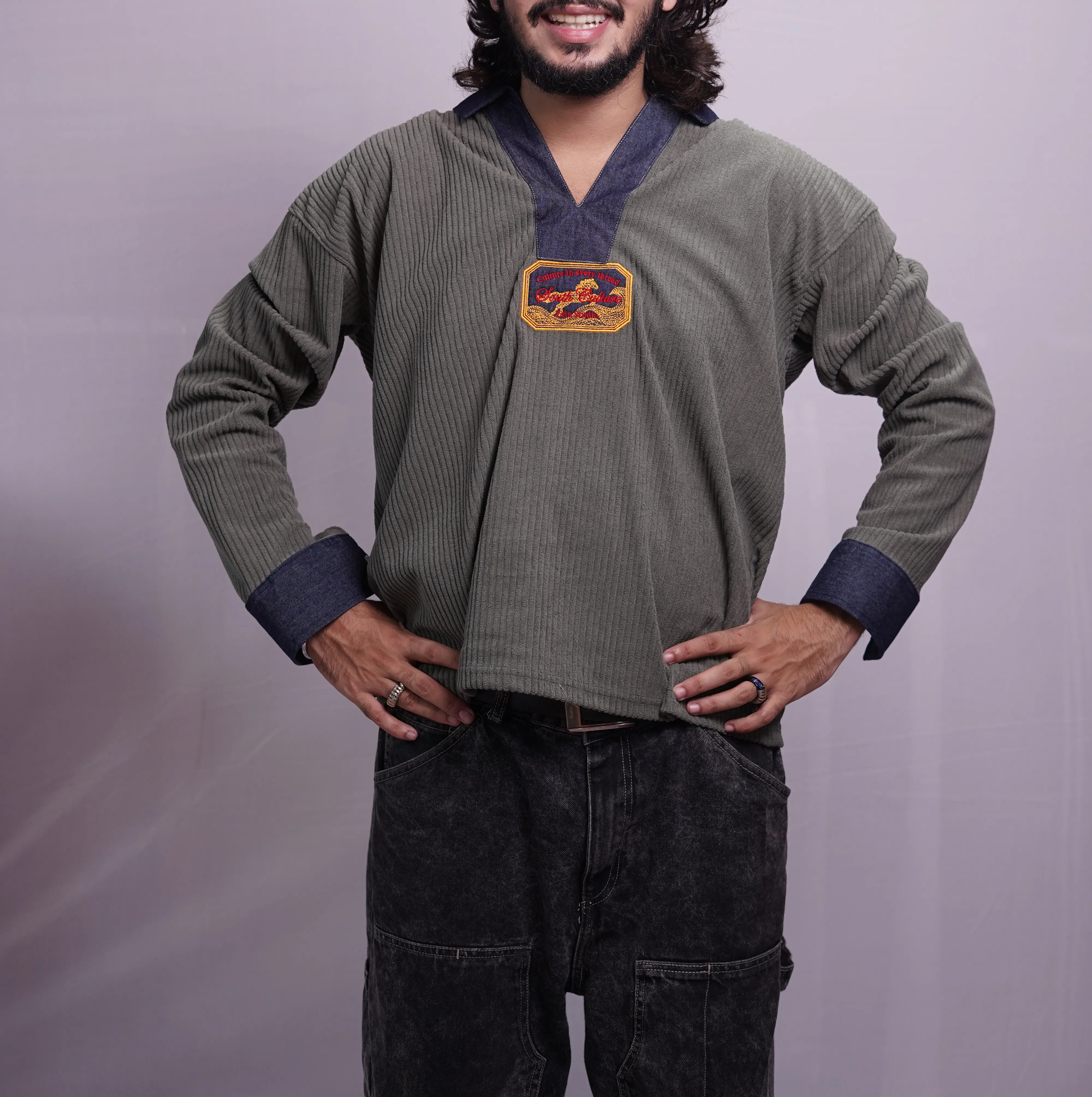GREEN V NECK DENIM TEES, photo 2 of 4