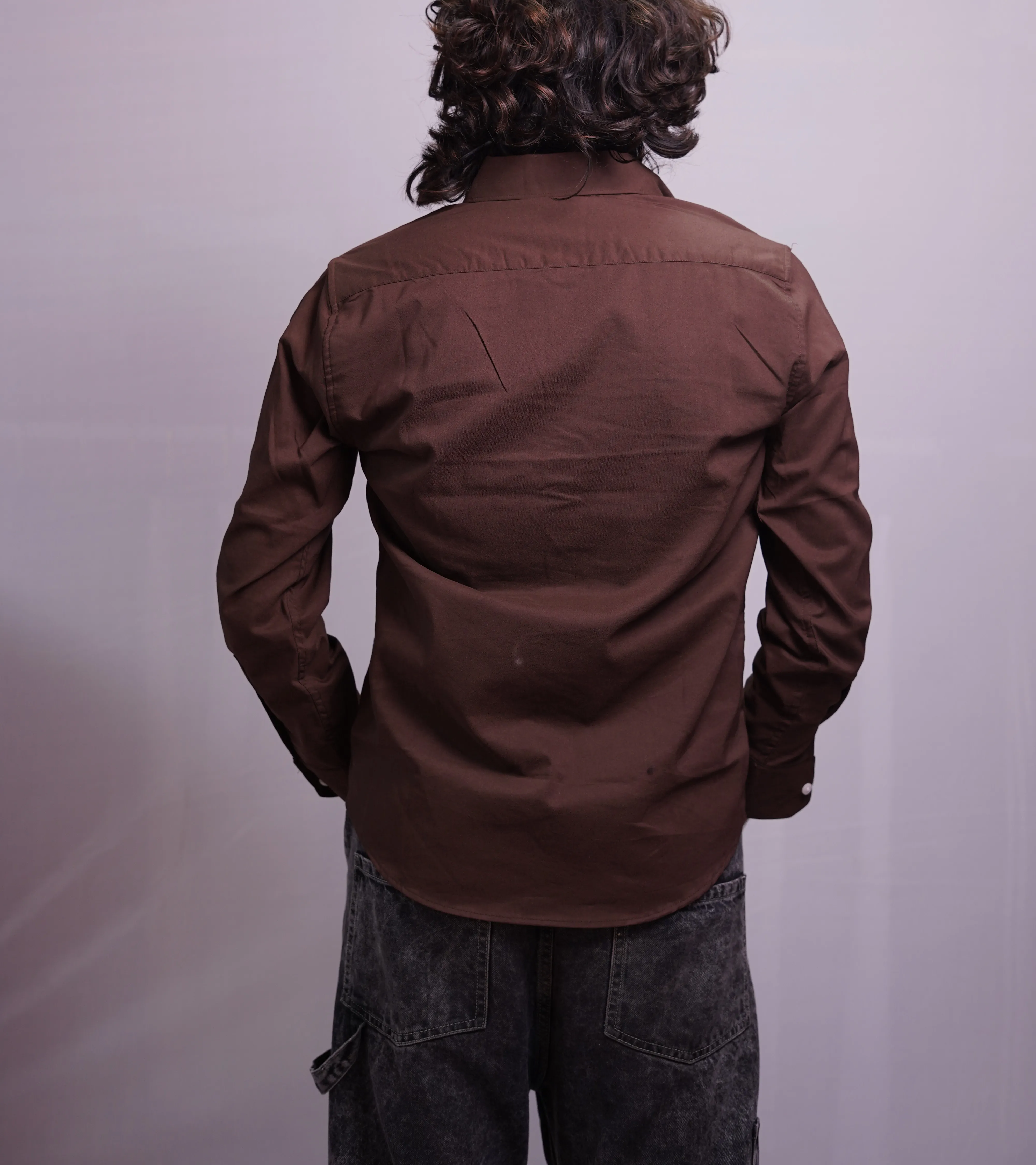 CHOCOLATE BROWN LINEN PLAIN SHIRT, photo 4 of 4