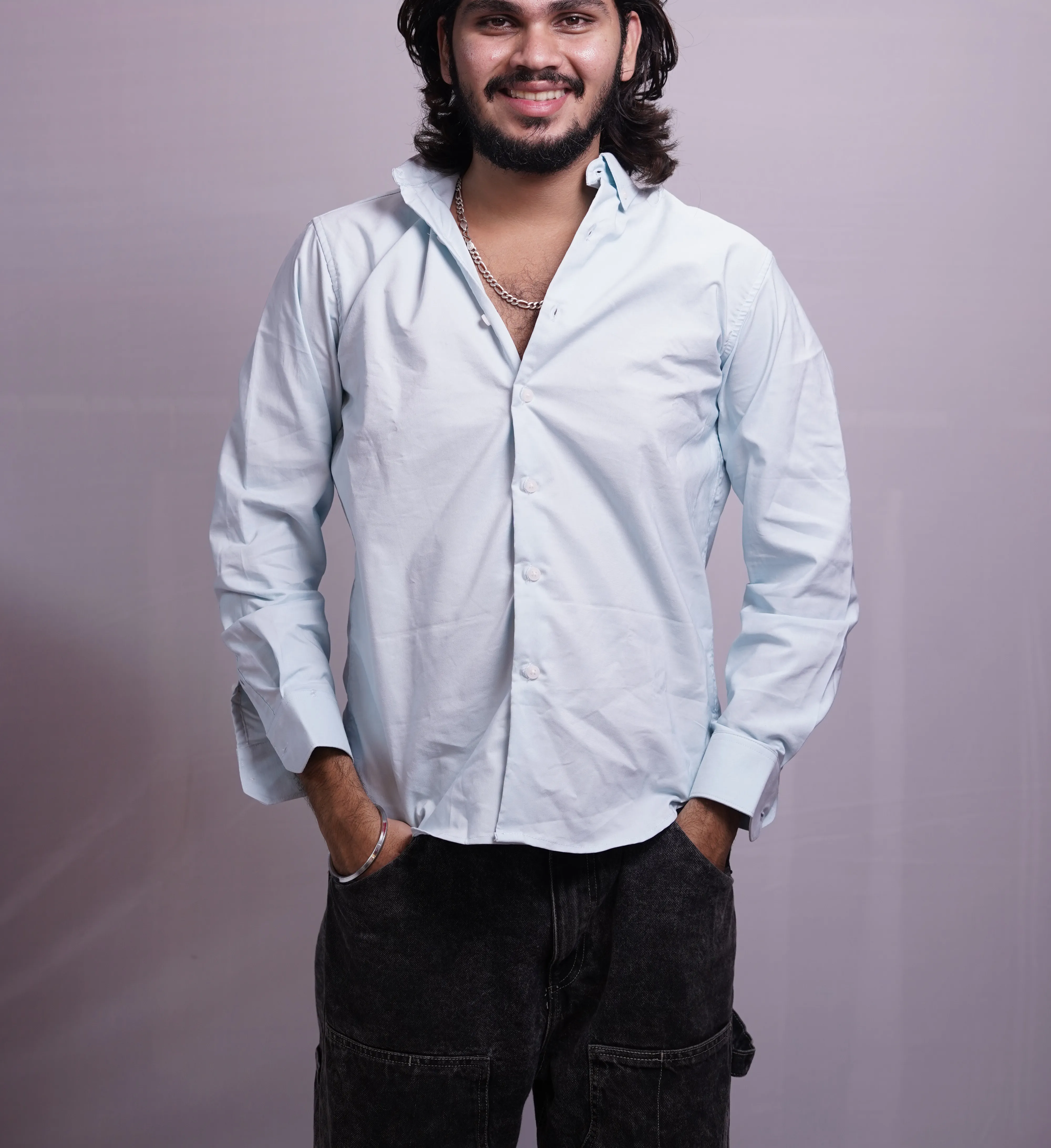 BLUE LINEN PLAIN SHIRT, photo 2 of 4