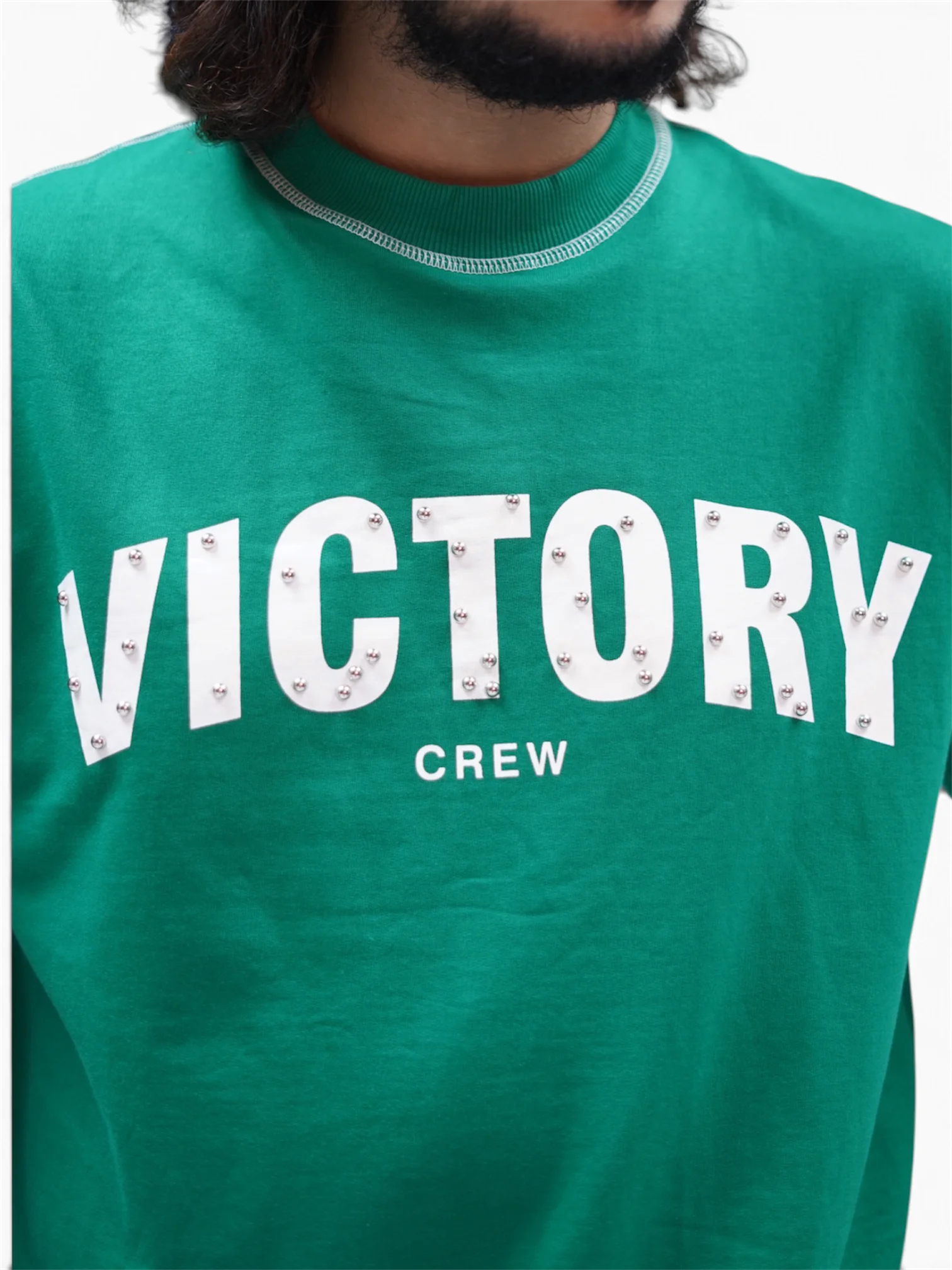 VICTORY STUDDED GREEN OVERSIZED TEES, photo 2 of 2