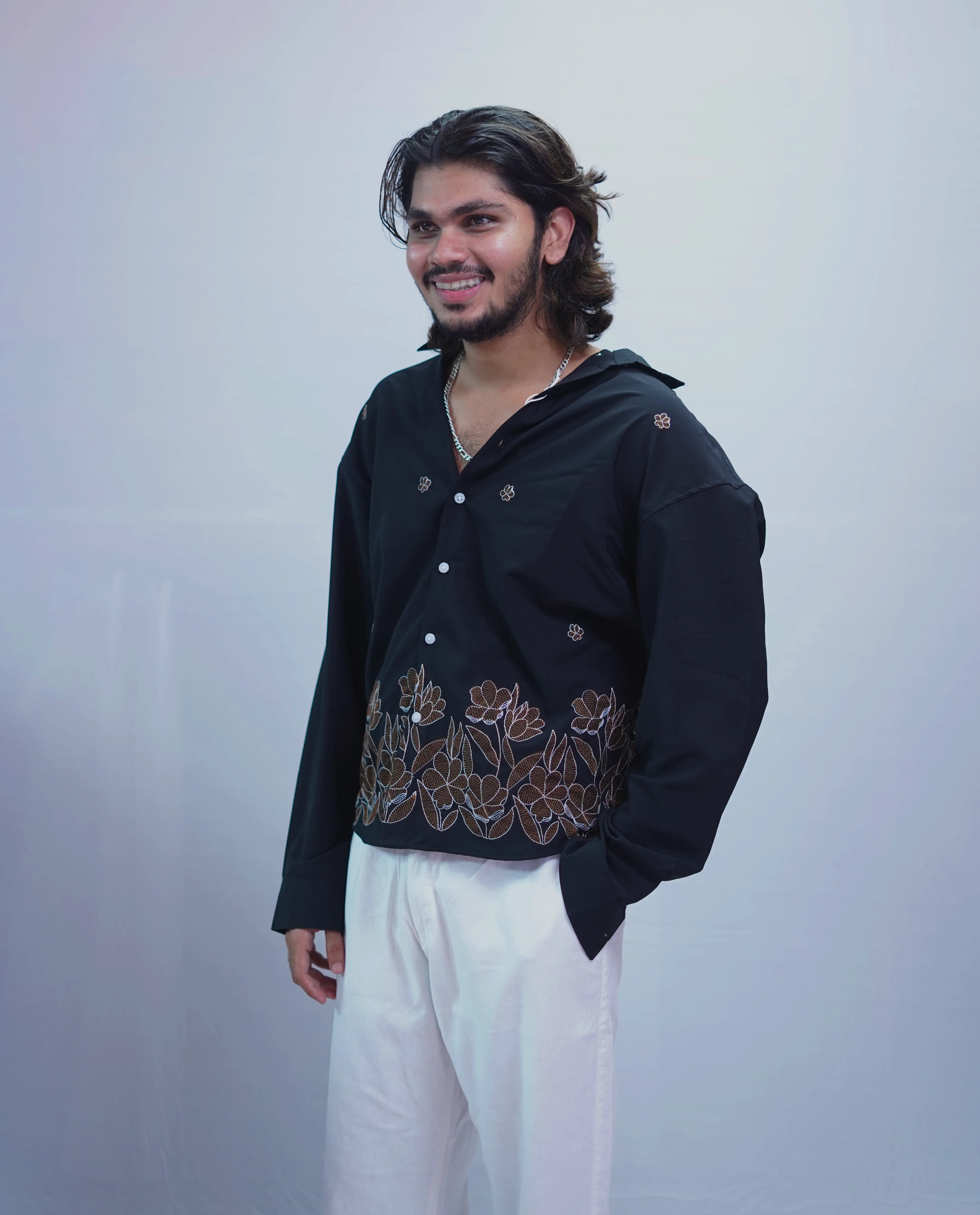 JET BLACK EMBROIDERY SHIRT