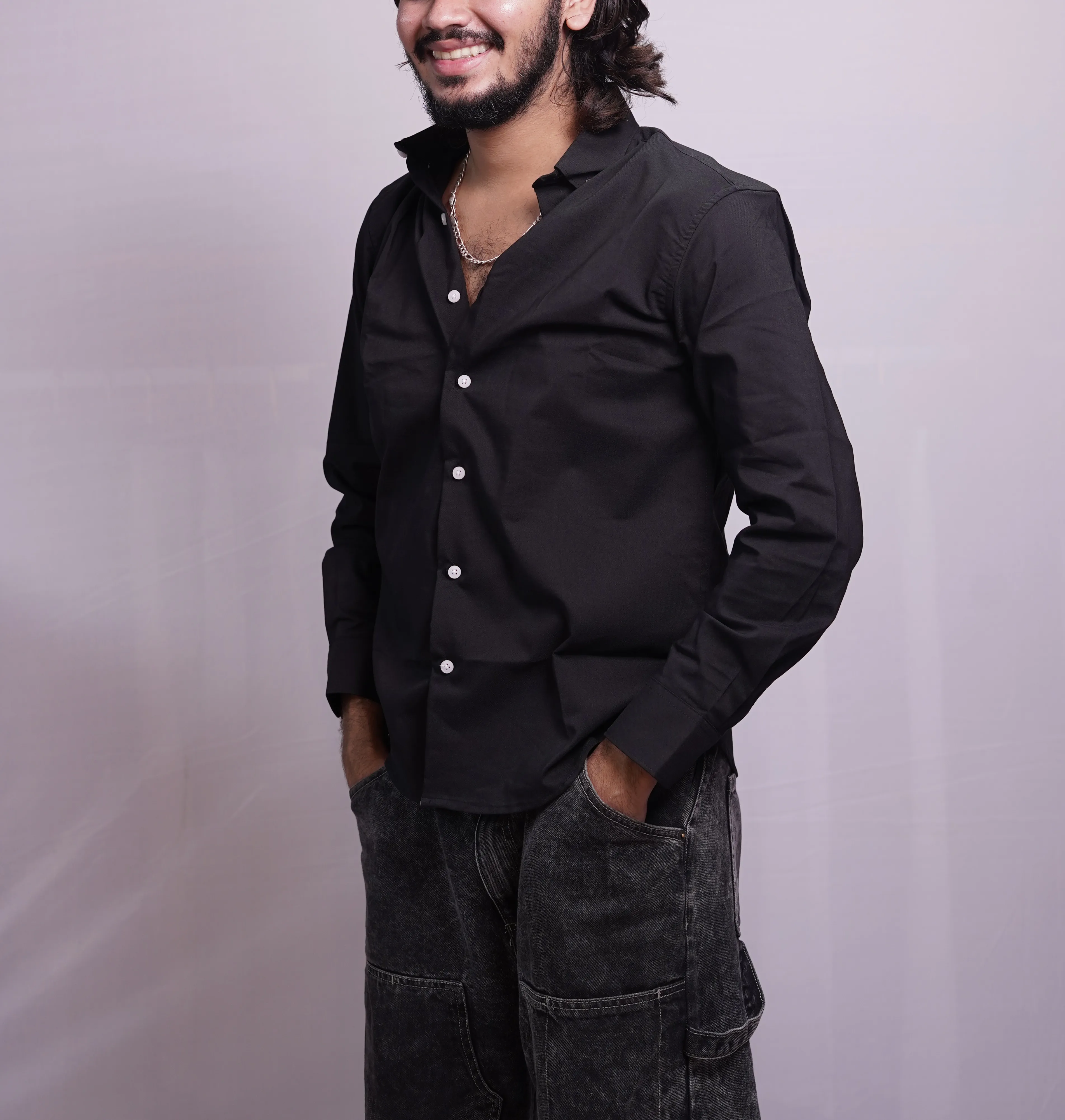 BLACK LINEN PLAIN SHIRT, photo 3 of 3