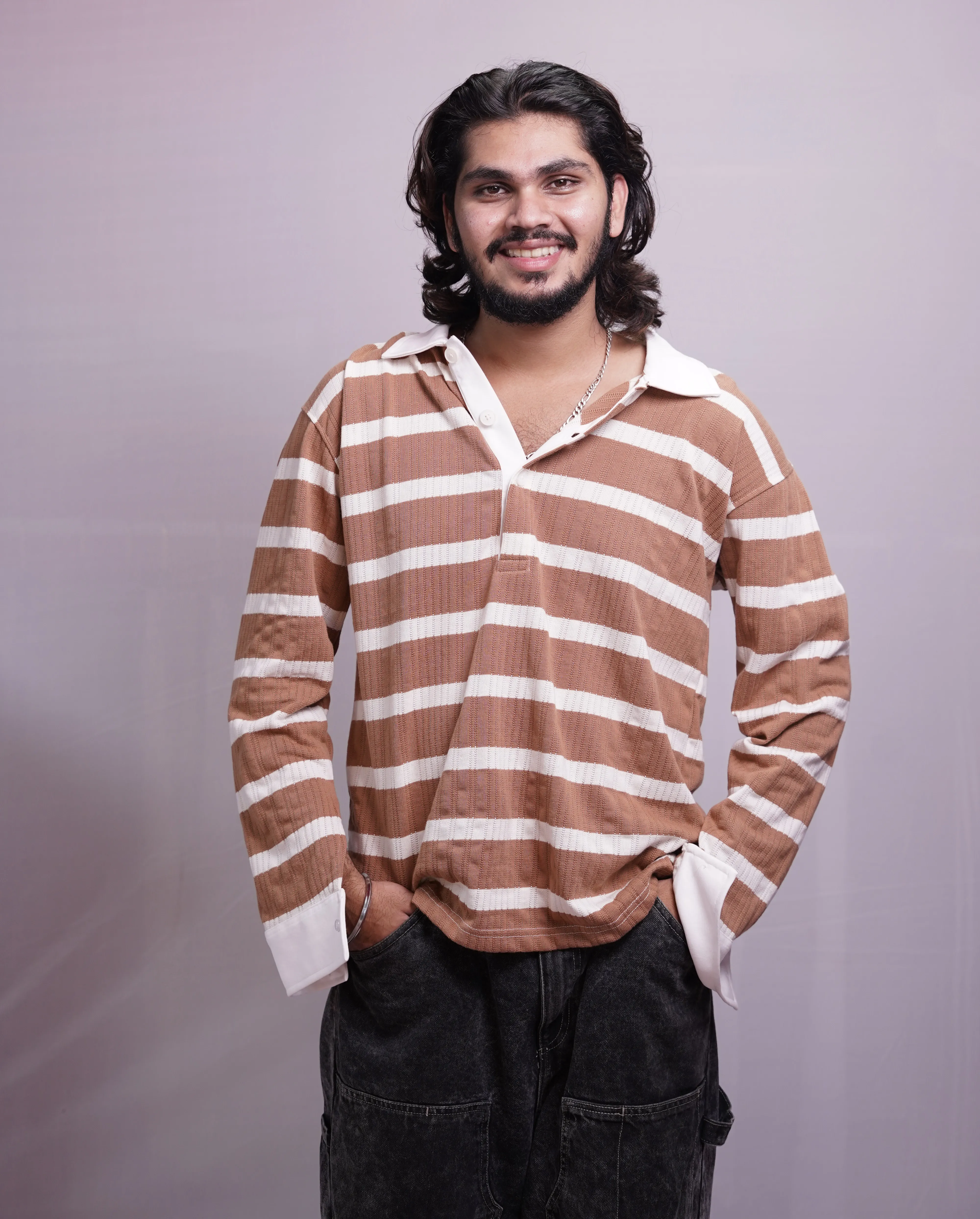 RUST ORANGE COLLAR FULLSLEEVE TEES, photo 1 of 4
