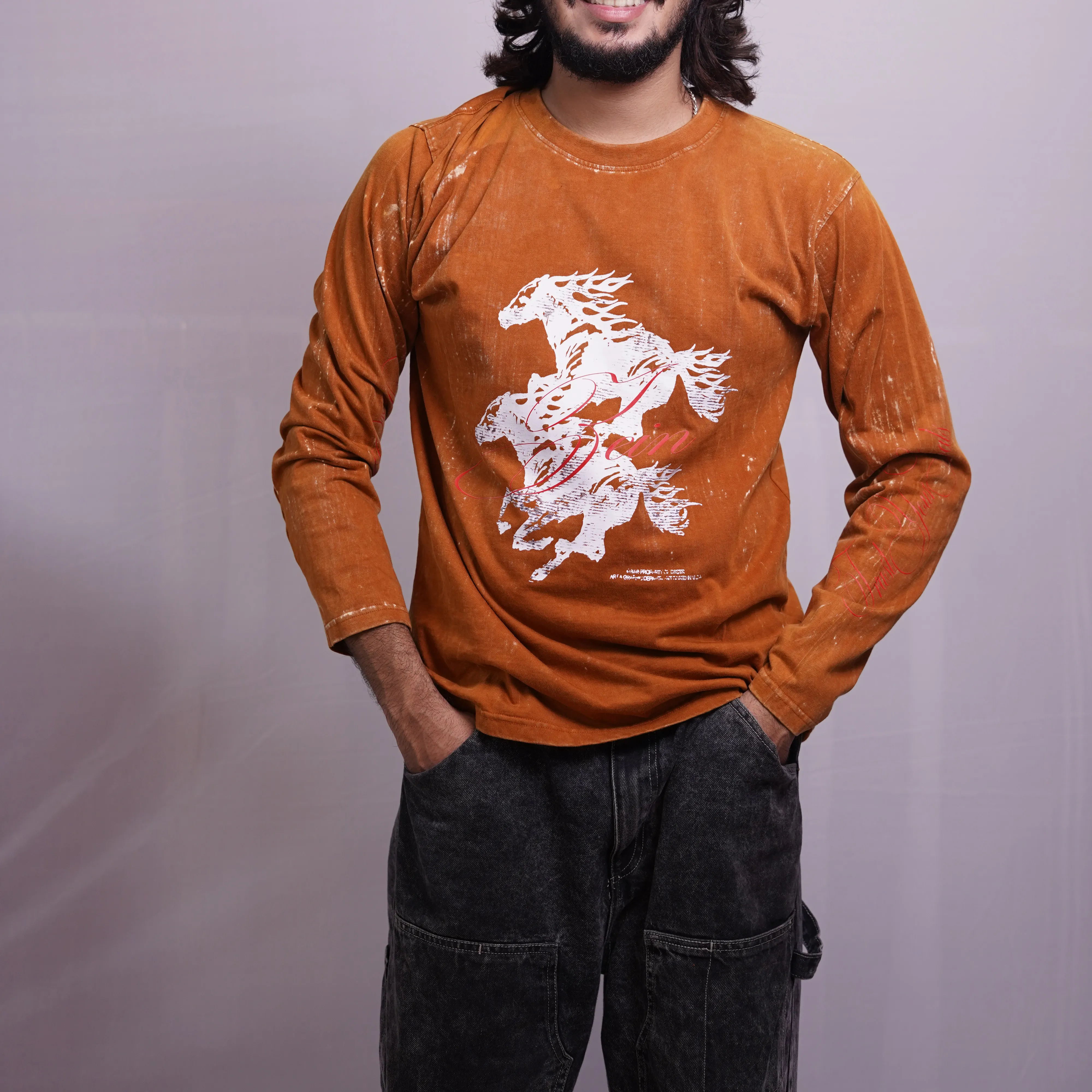 RUST ORANGE ACID WASH FULLSLEEVE, photo 2 of 4