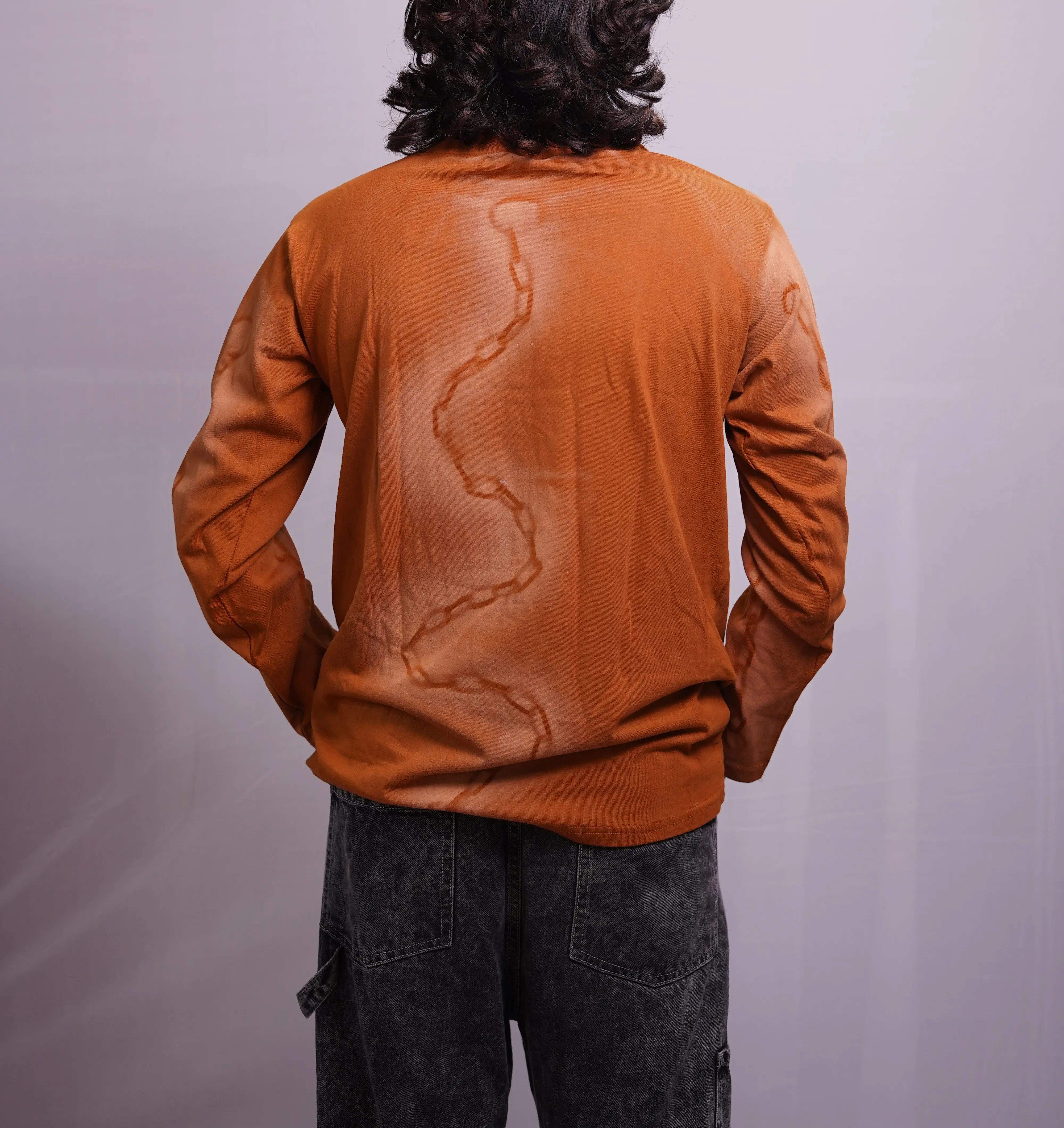 TAN ORANGE CHAIN WASH FULLSLEEVE TEES, photo 3 of 3