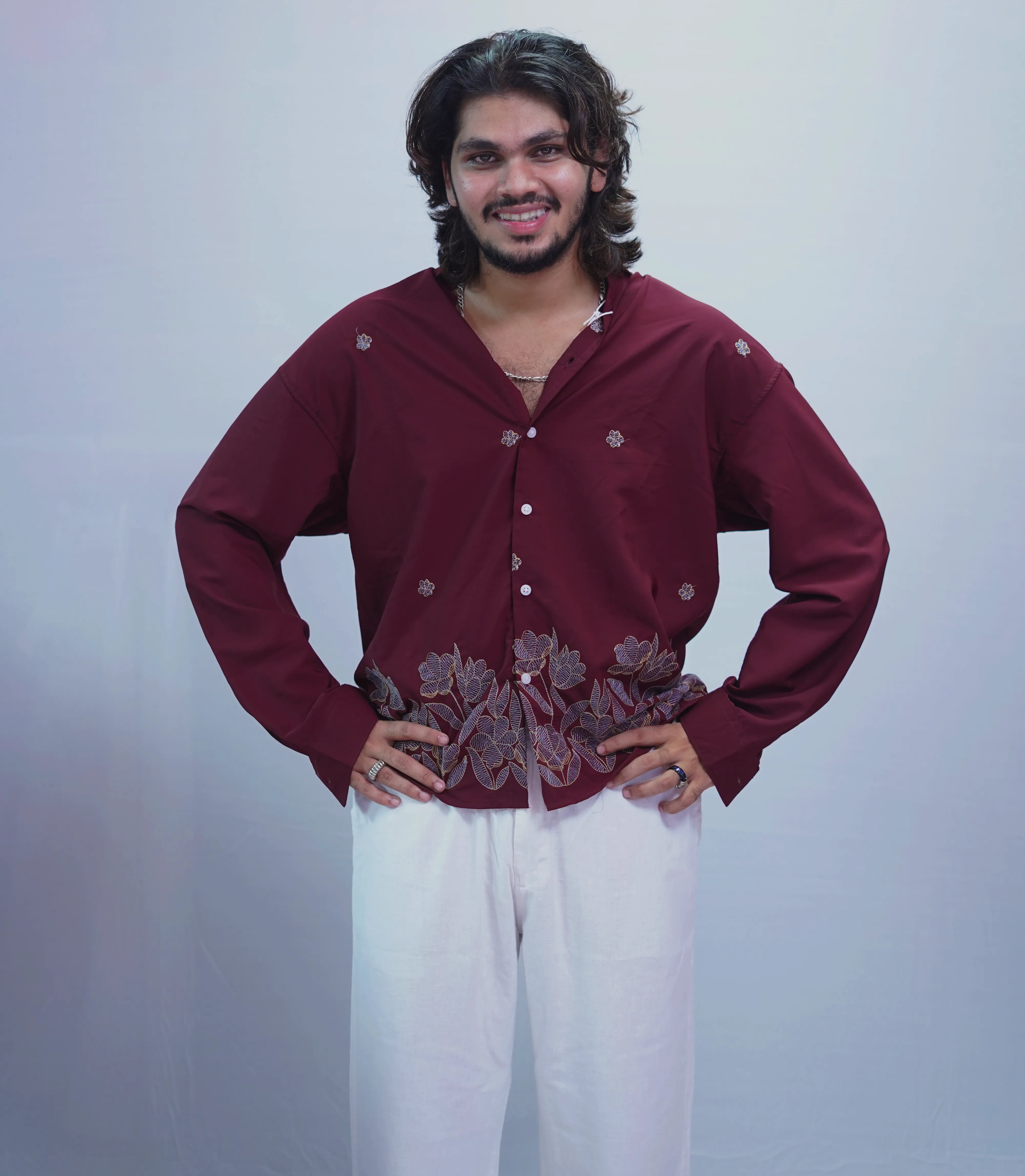 MAROON EMBROIDERY SHIRT